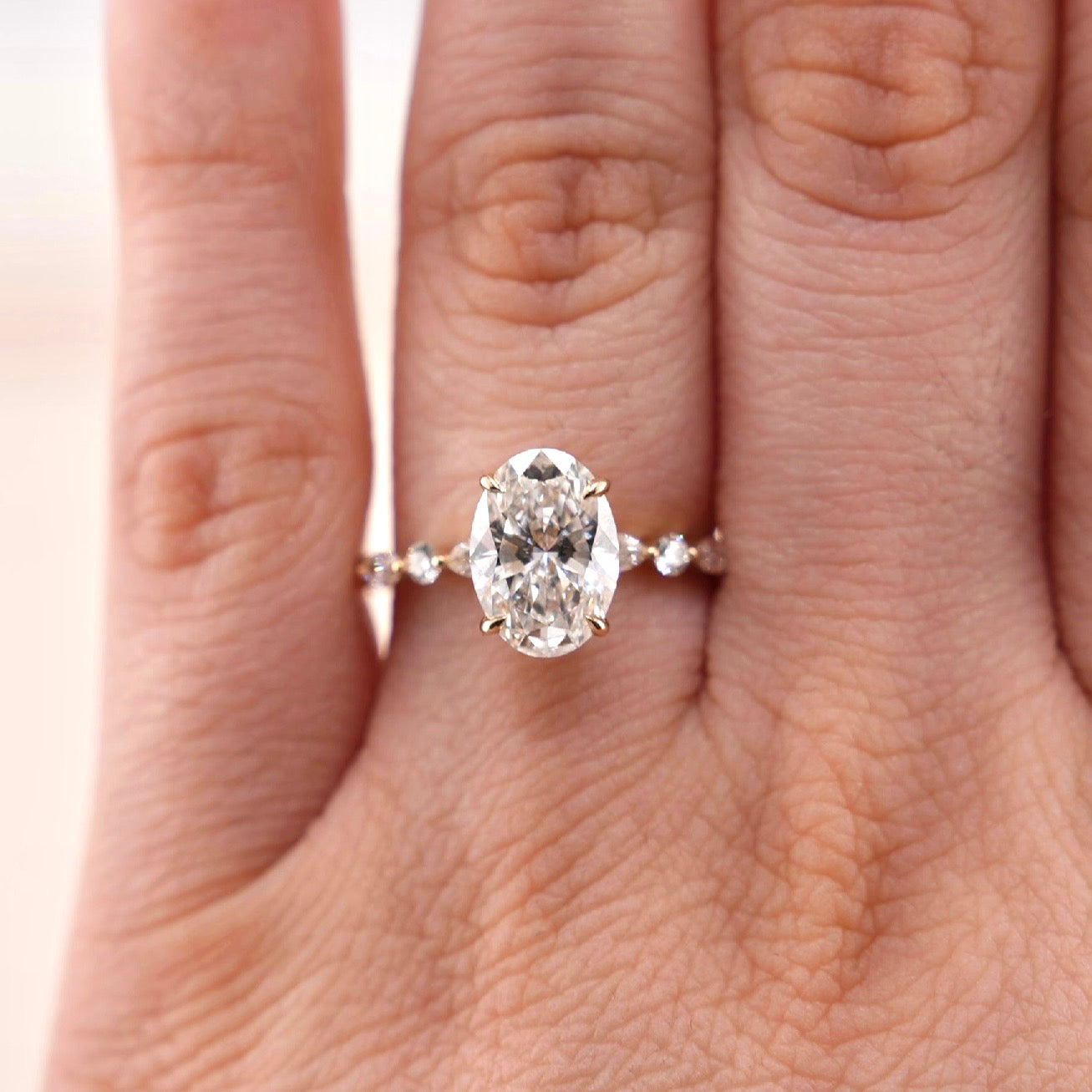14k Gold Oval Lab Diamond Ring 2.55ct
