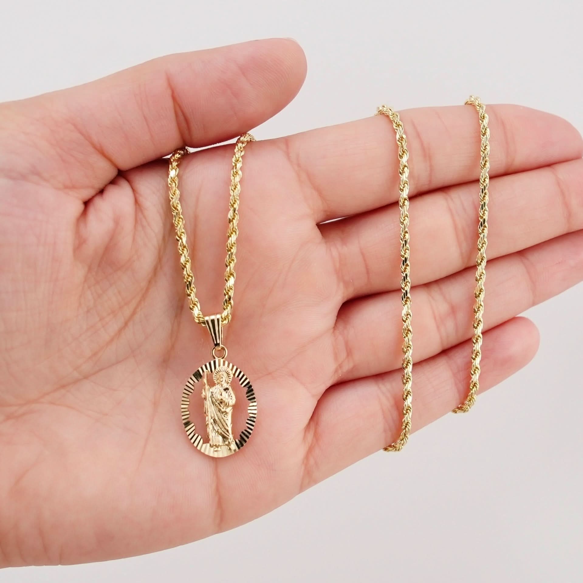 14k Gold San Judas Chain Set