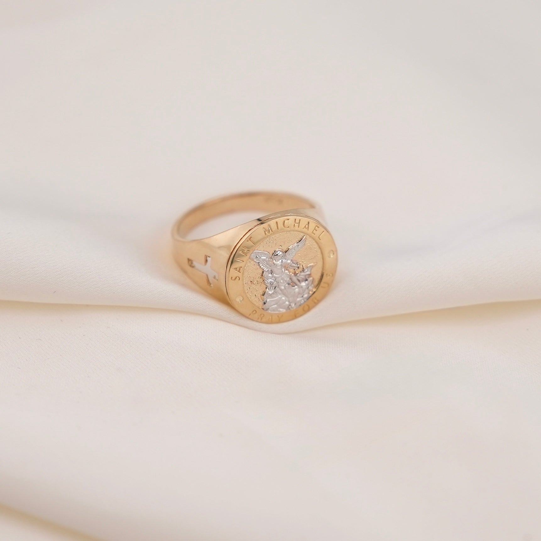 14k Gold Saint Michael Ring