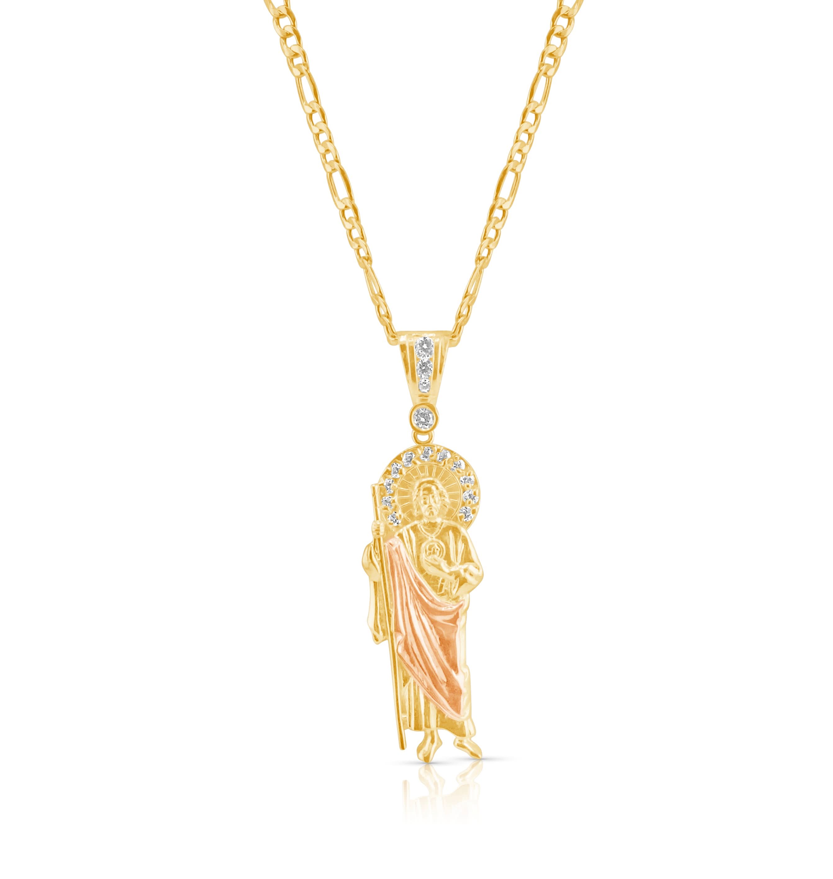14k Gold Medium San Judas Pendant or Chain Set