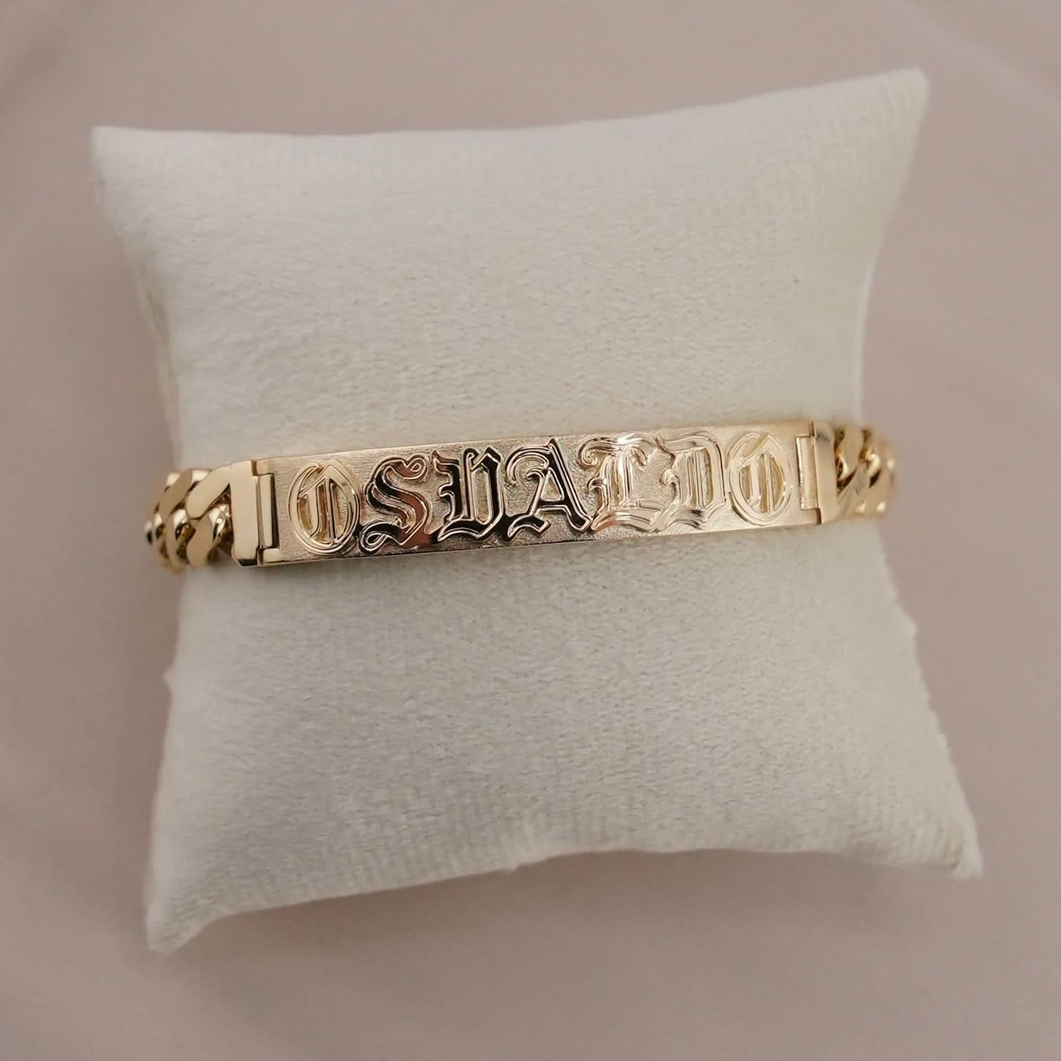 14k Gold Custom Hollow Monaco ID Bracelet