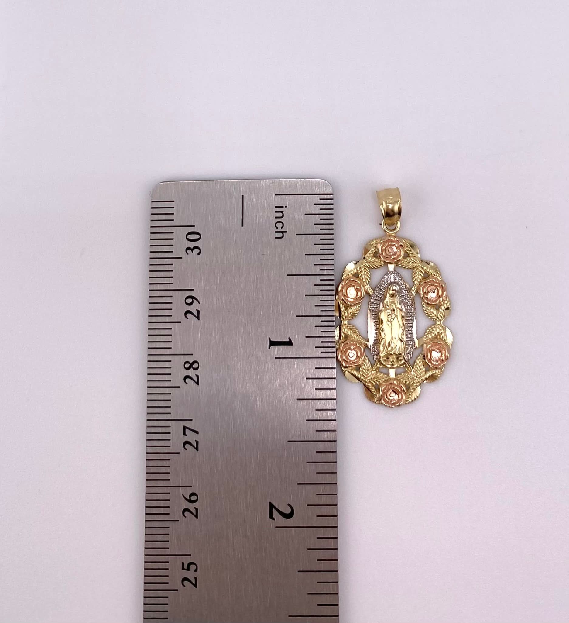 14k Gold Virgencita Pendant or Chain Set . PT-