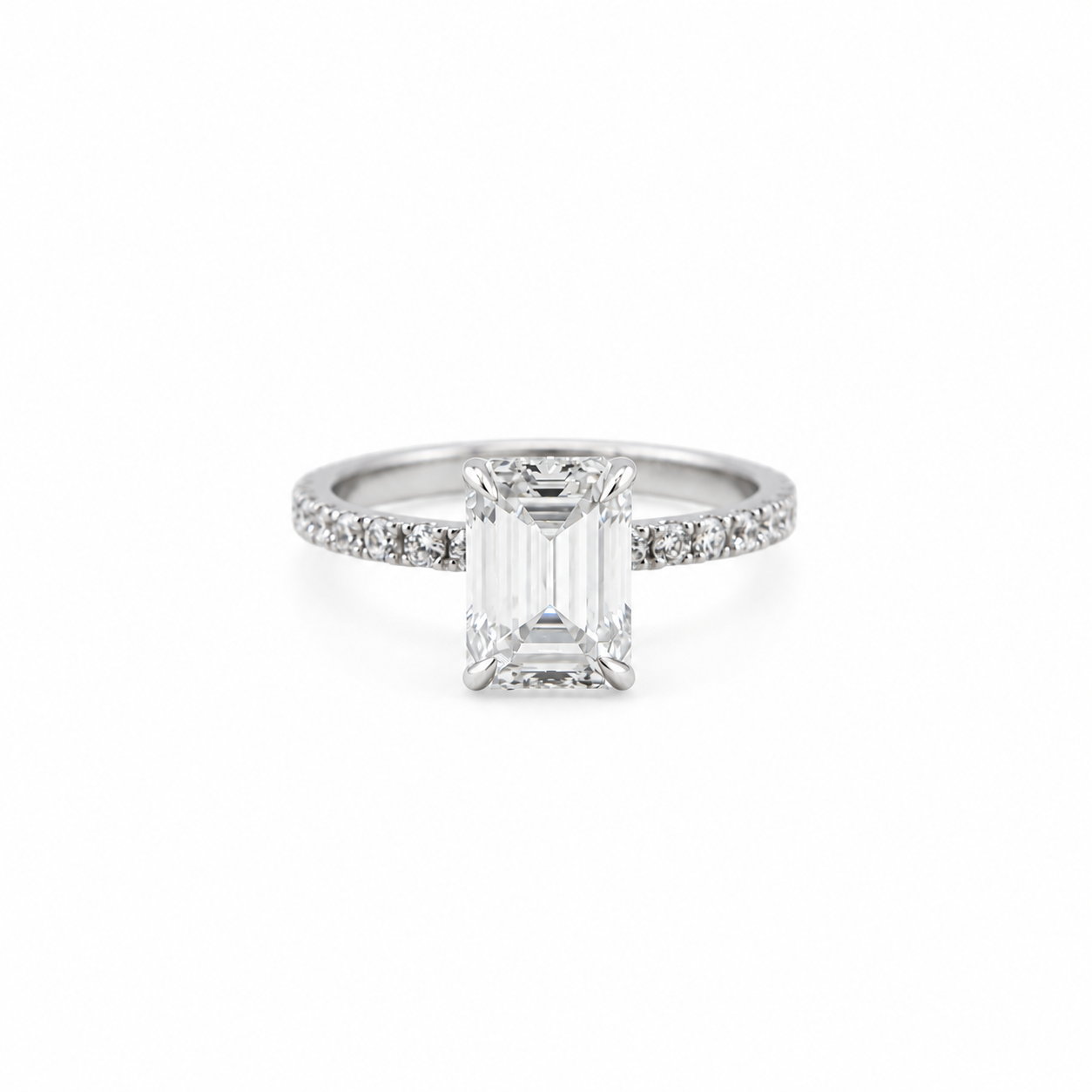 14k White Gold Emerald Lab Diamond Ring 2.50ct