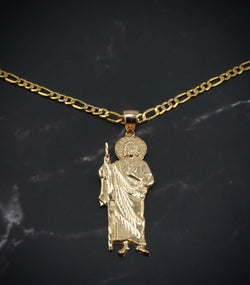 14k Gold San Judas Pendant or Chain Set . PT-1135