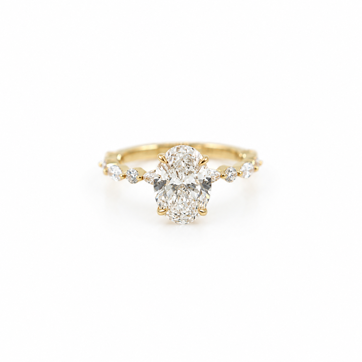 14k Gold Oval Lab Diamond Ring 2.55ct