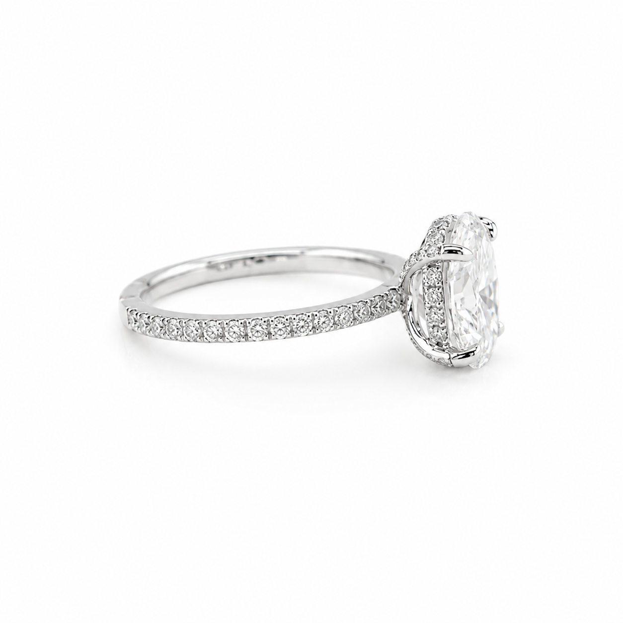 14k White Gold Oval Lab Diamond Ring 2.26ct