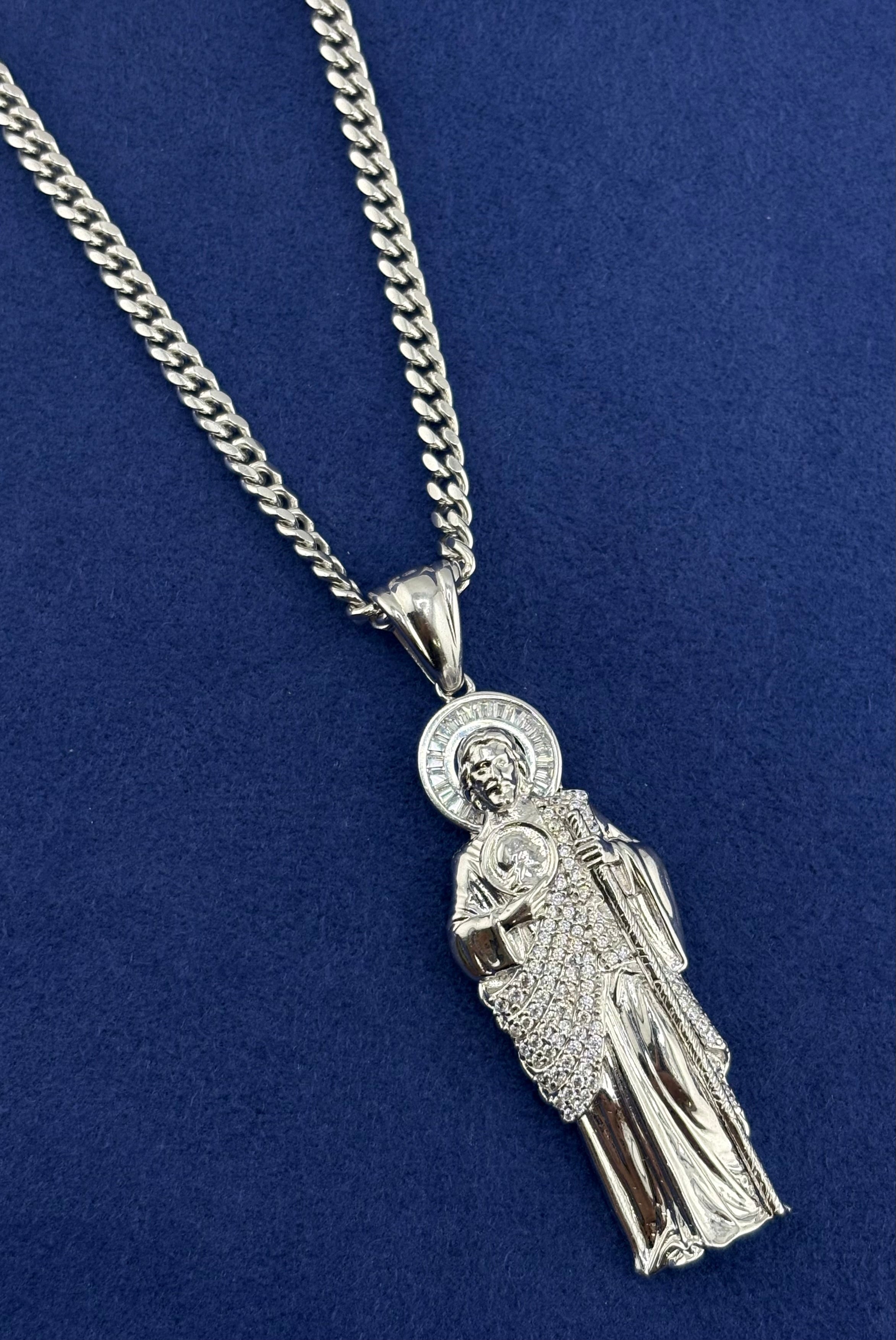 Silver 925 San Judas Chain Set