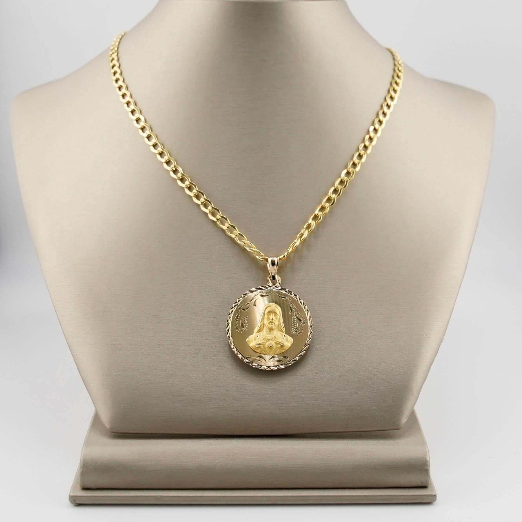 14k Gold Large Double-Sided Virgencita Chain Set