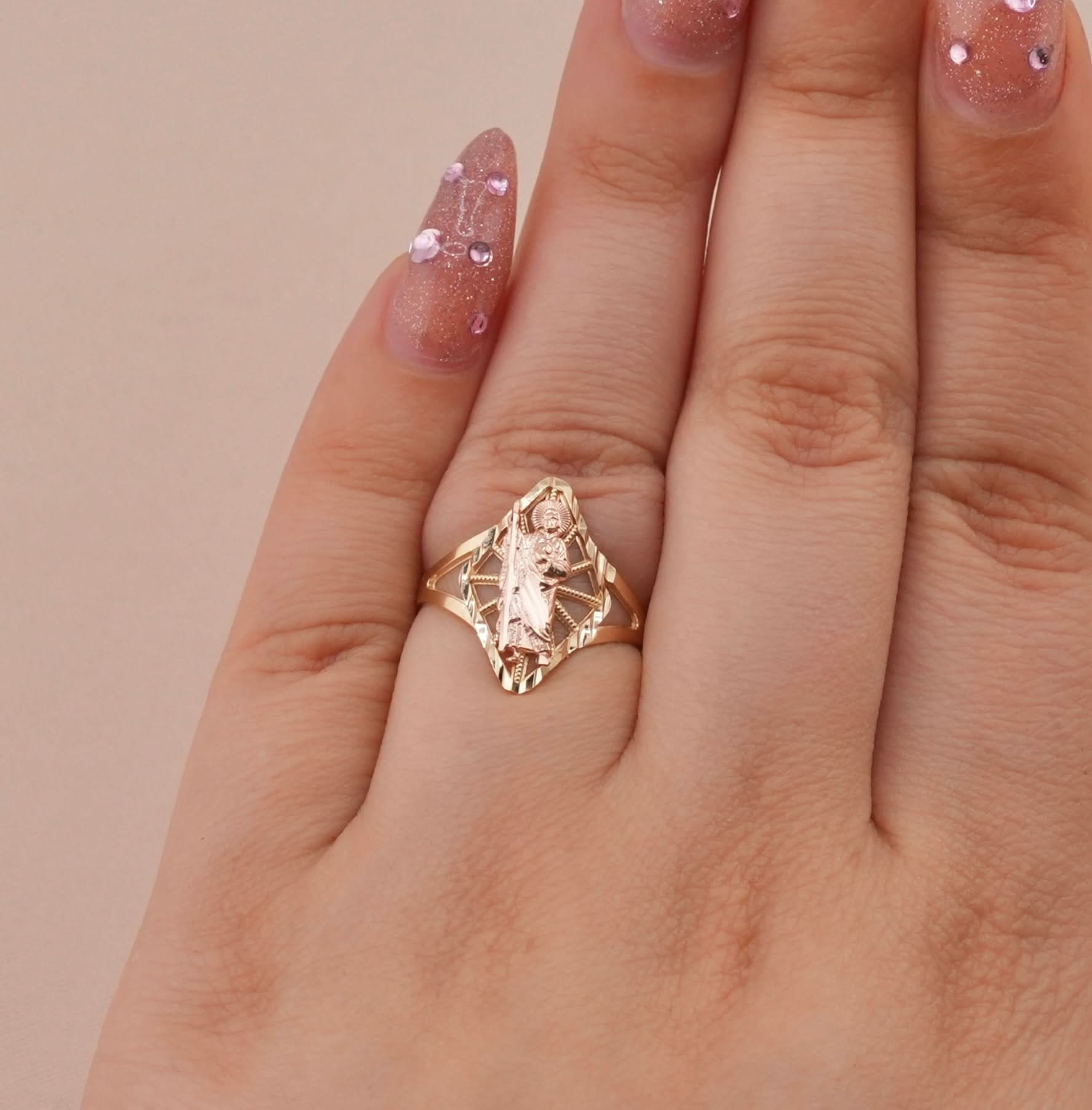 14K Gold San Judas Women’s Ring . RG-1798