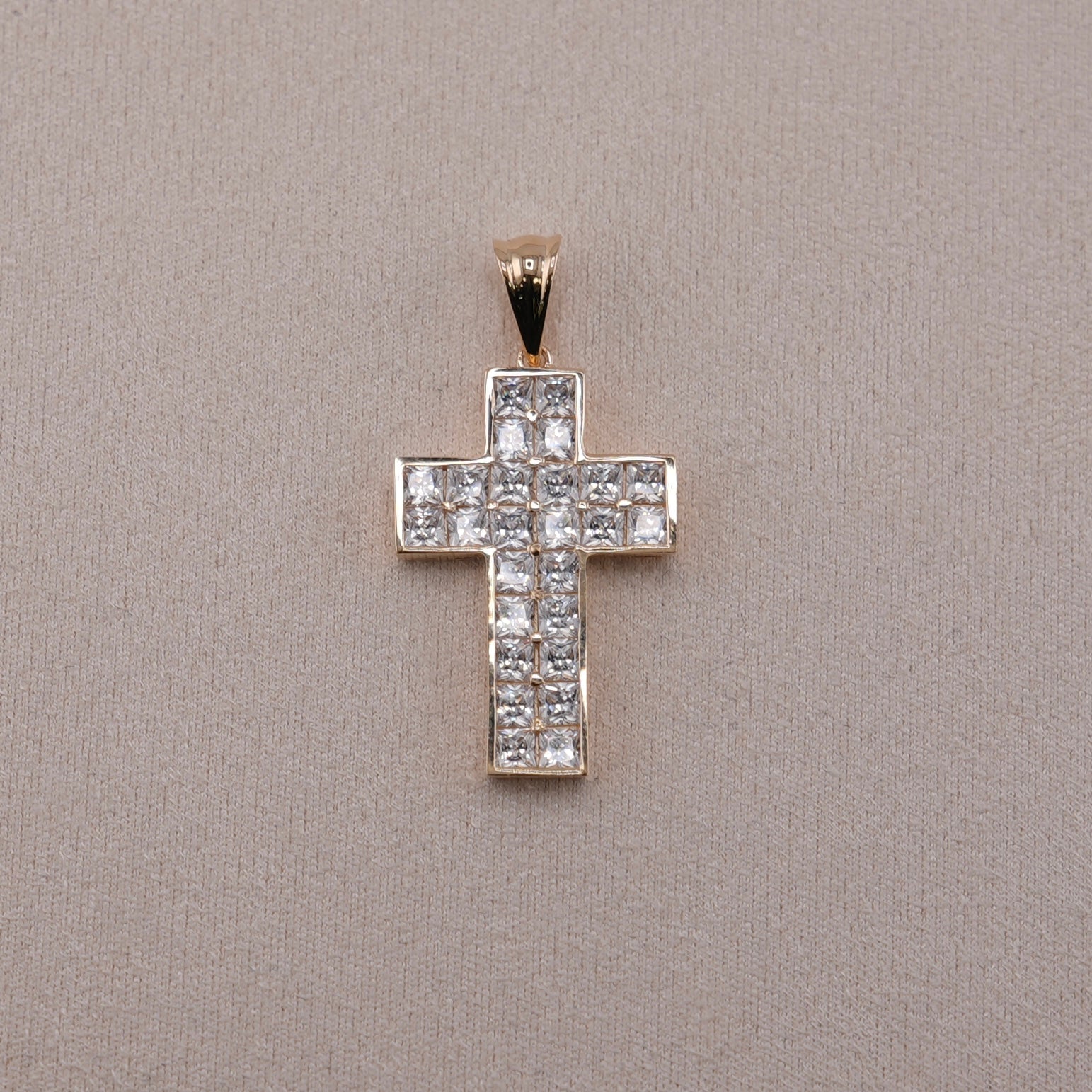 14k Gold Cz Cross Pendant
