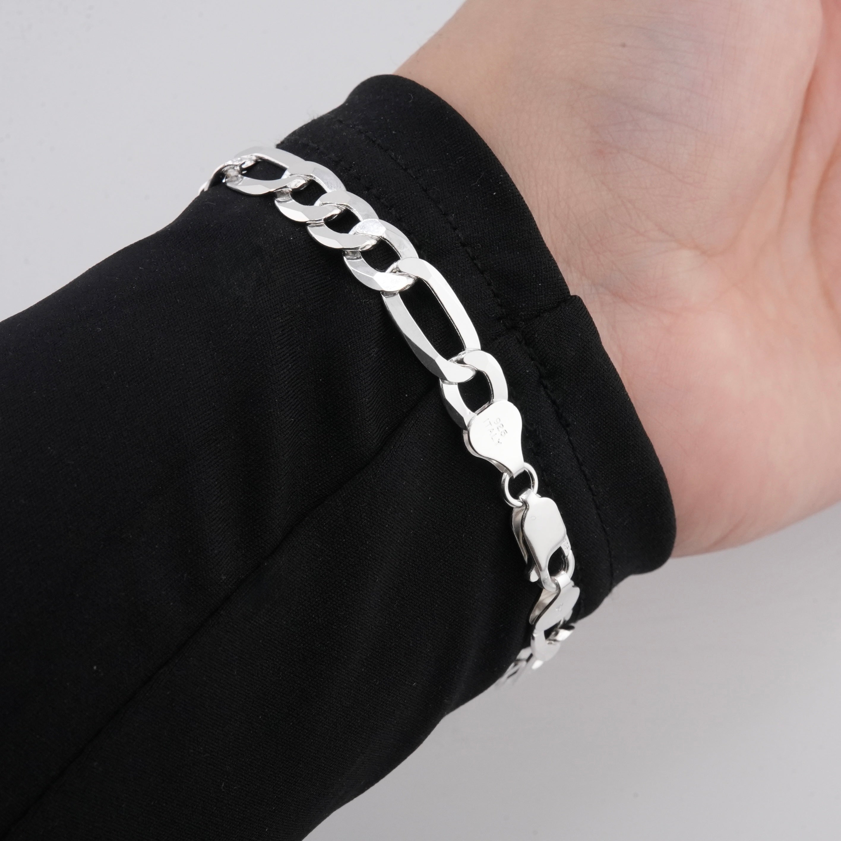 925 Silver Figaro Bracelet 7.8mm.