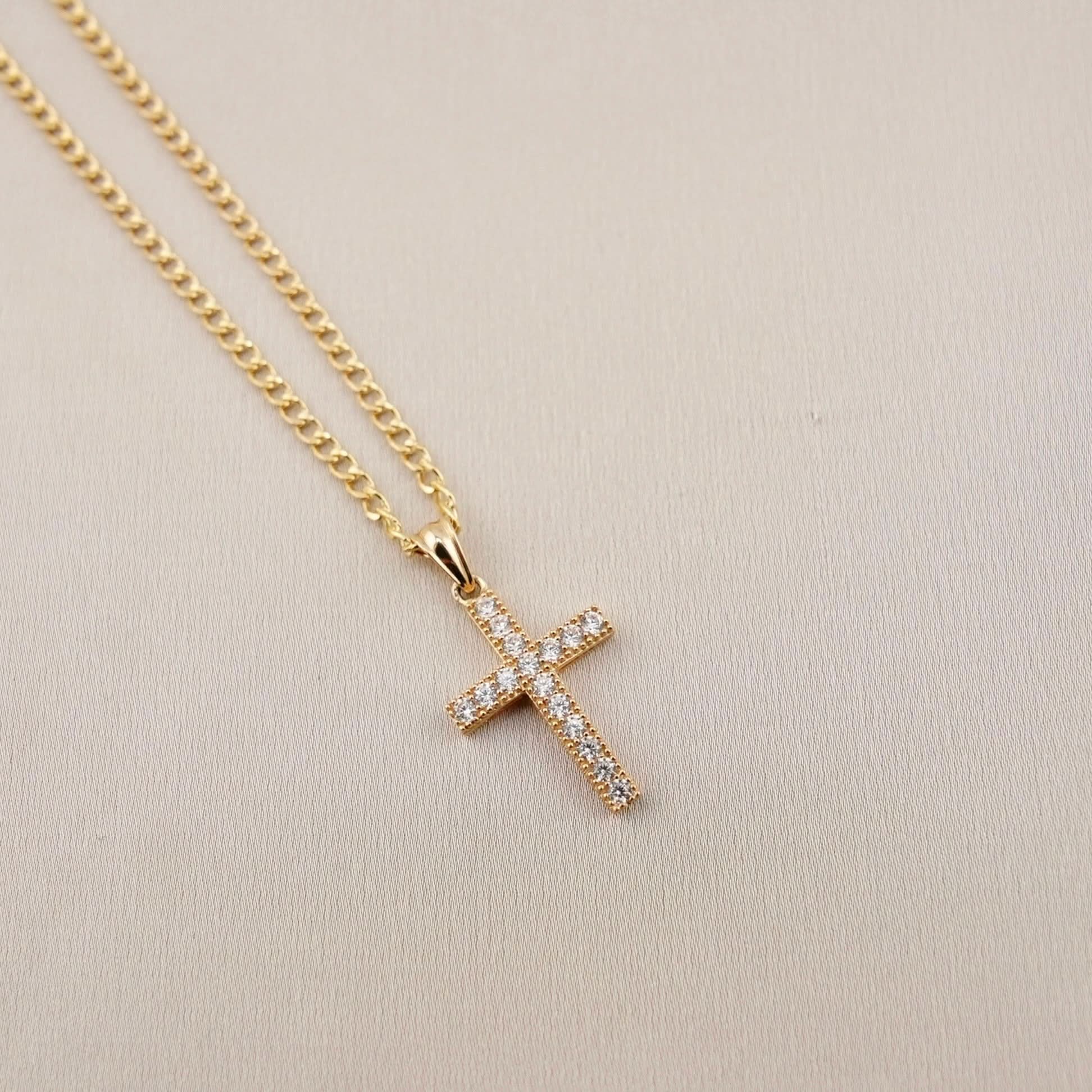 14k Gold Cross Chain Set