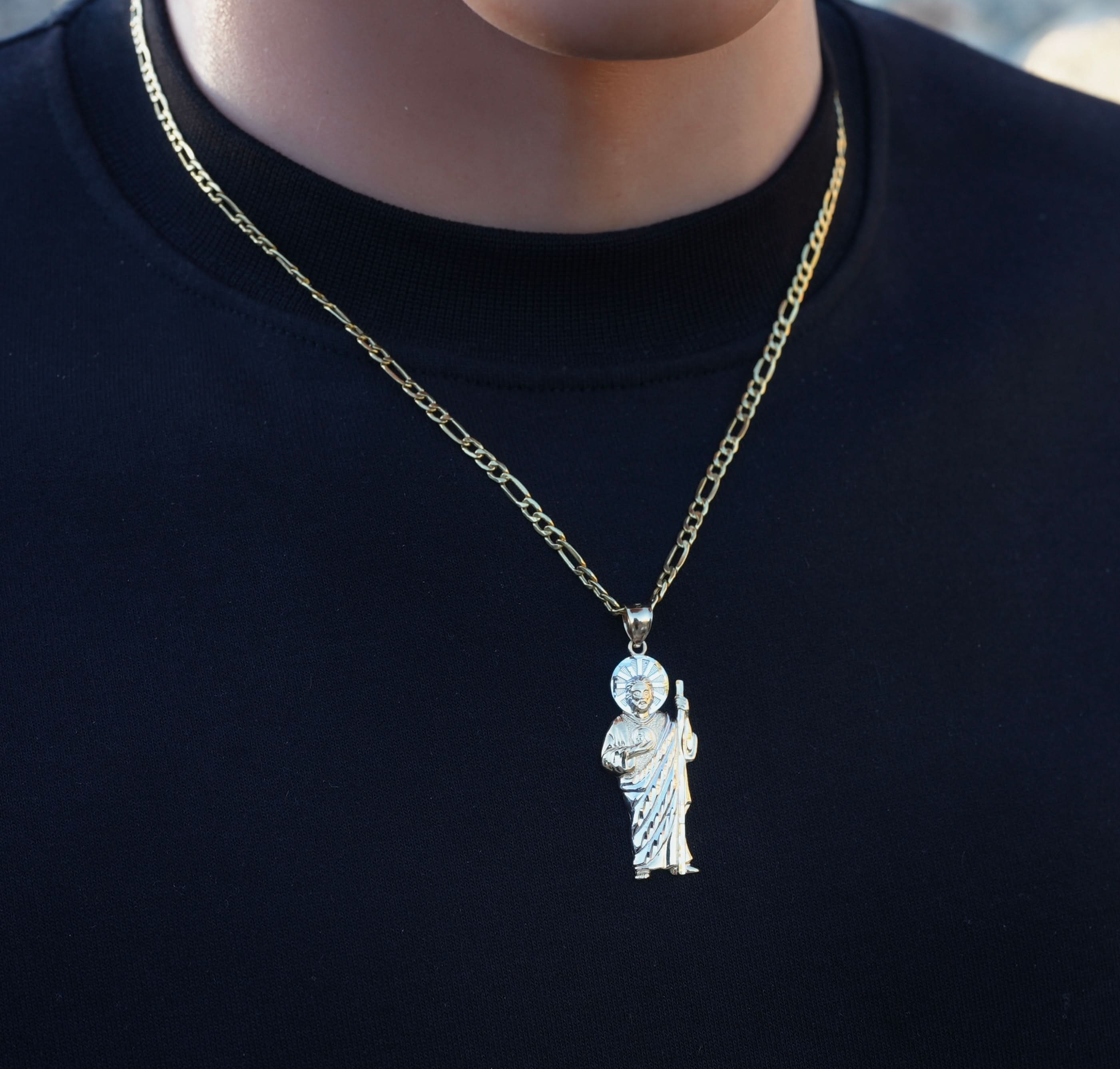 14k Gold San Judas Pendant or Chain Set