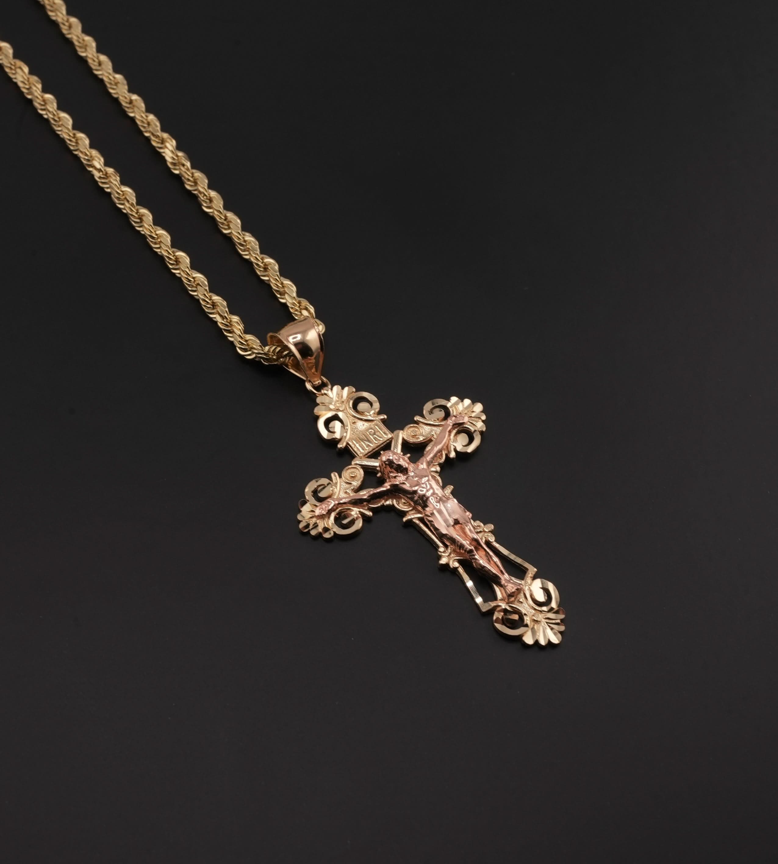 14K Gold Cross Chain Set