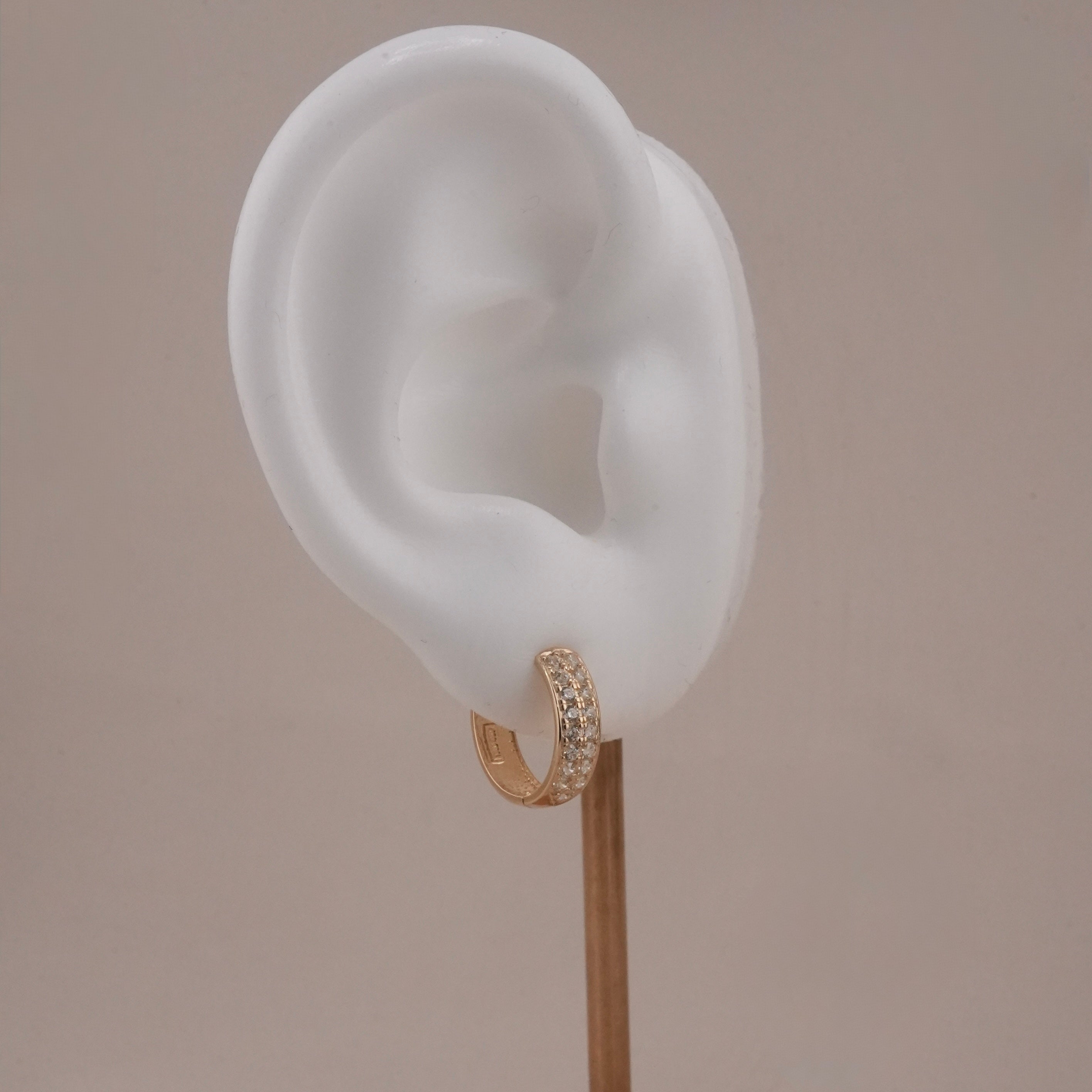 14k Gold CZ Huggie Earrings