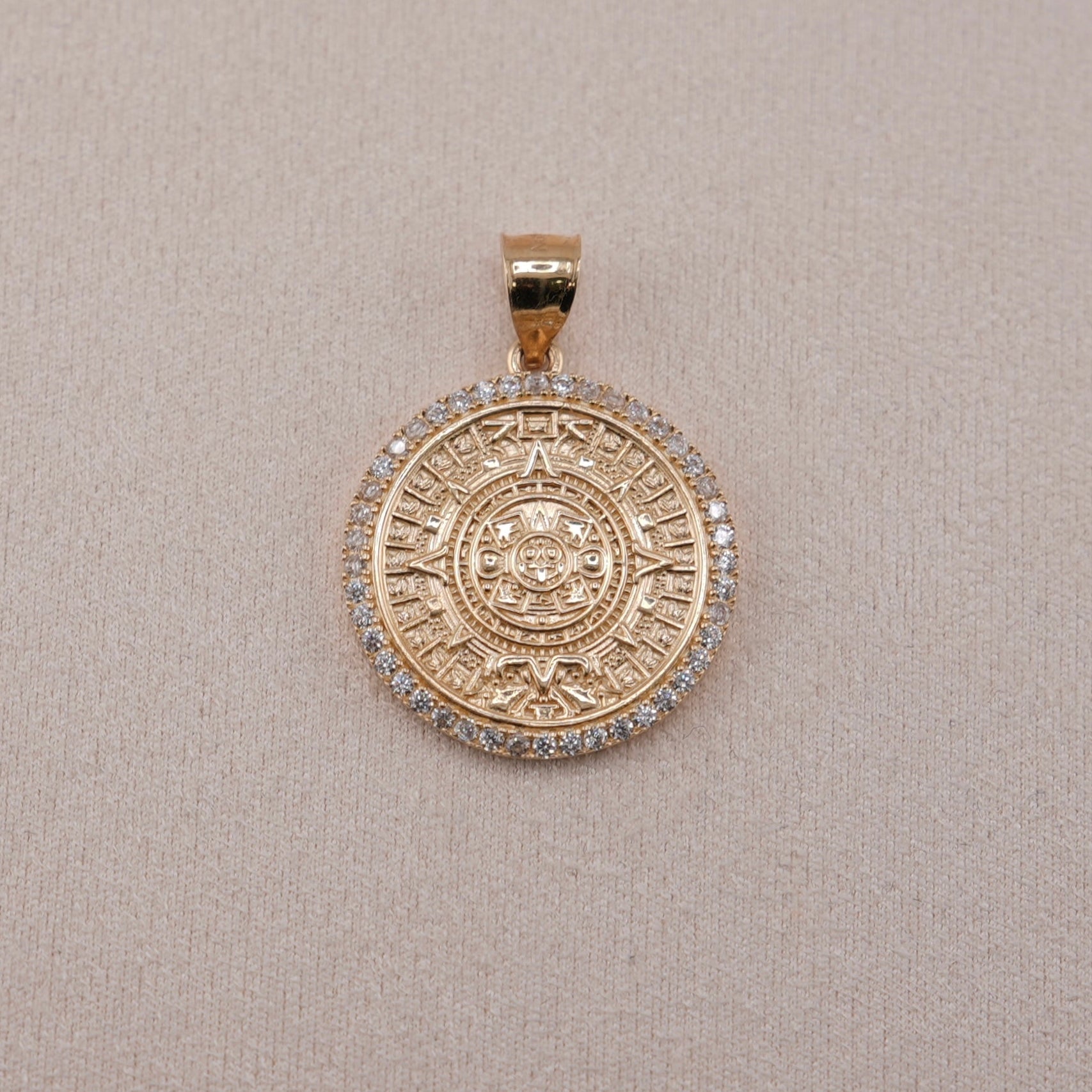 14k Gold Aztec Pendant
