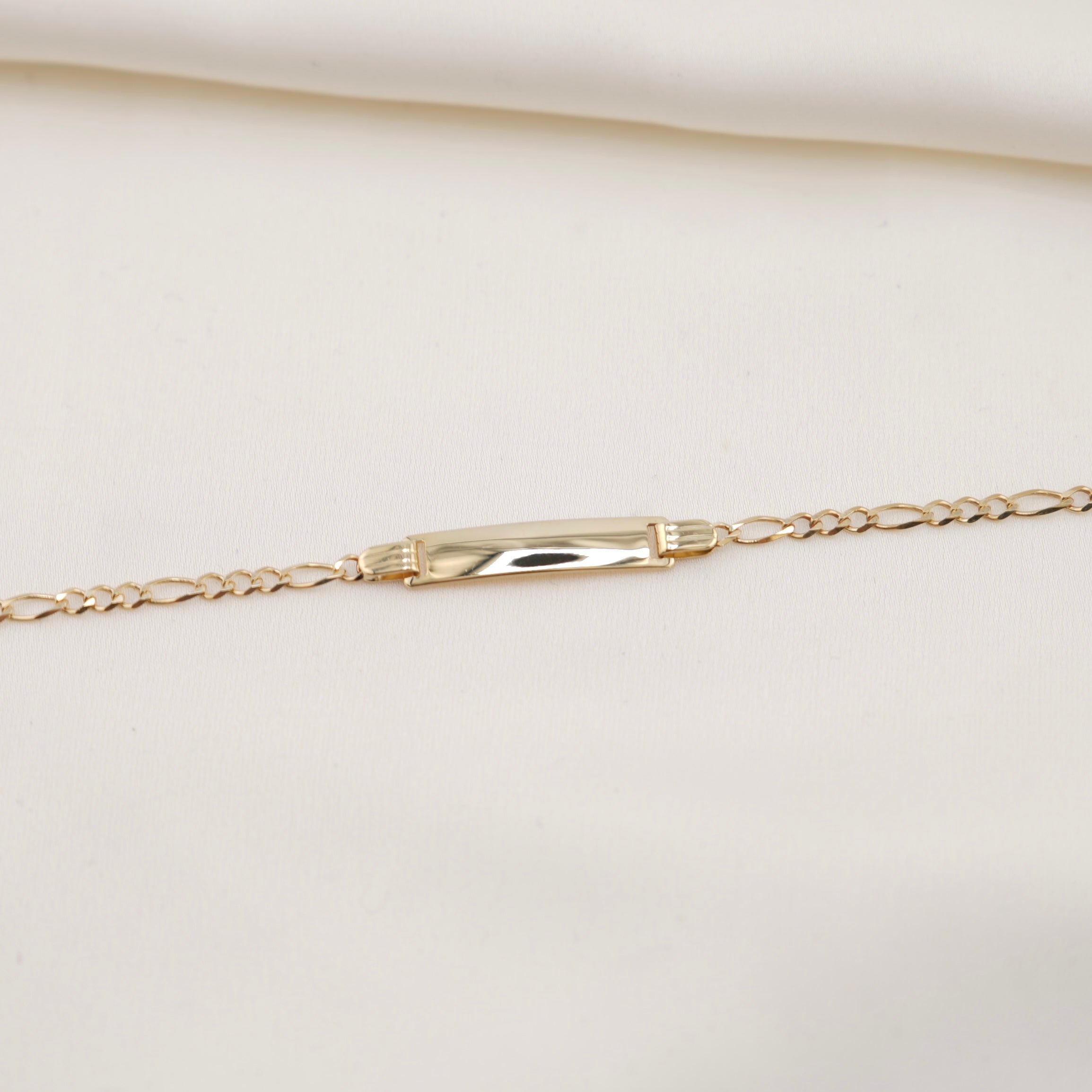 14k Gold Solid Figaro Baby ID Bracelet