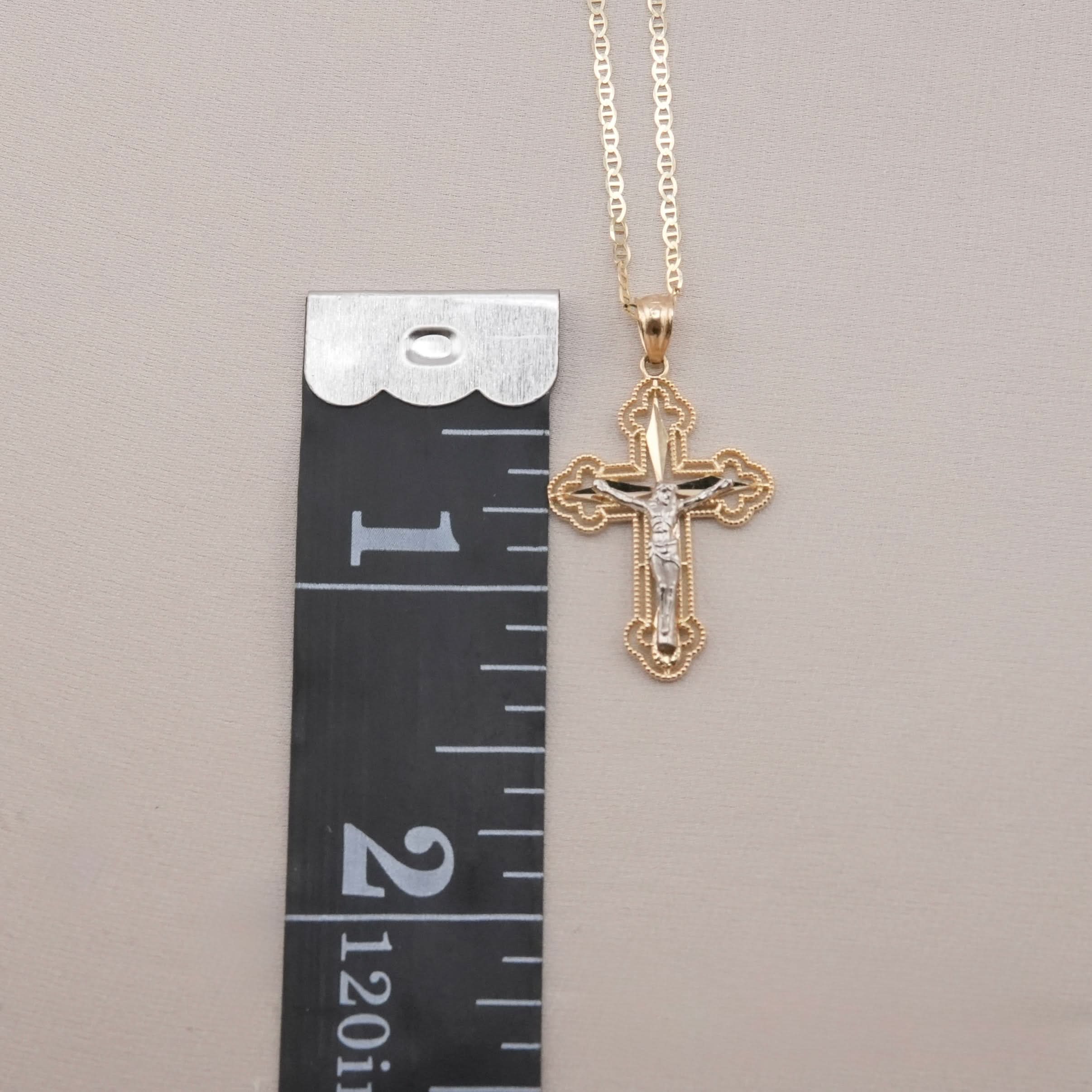 14k Gold Cross Chain Set