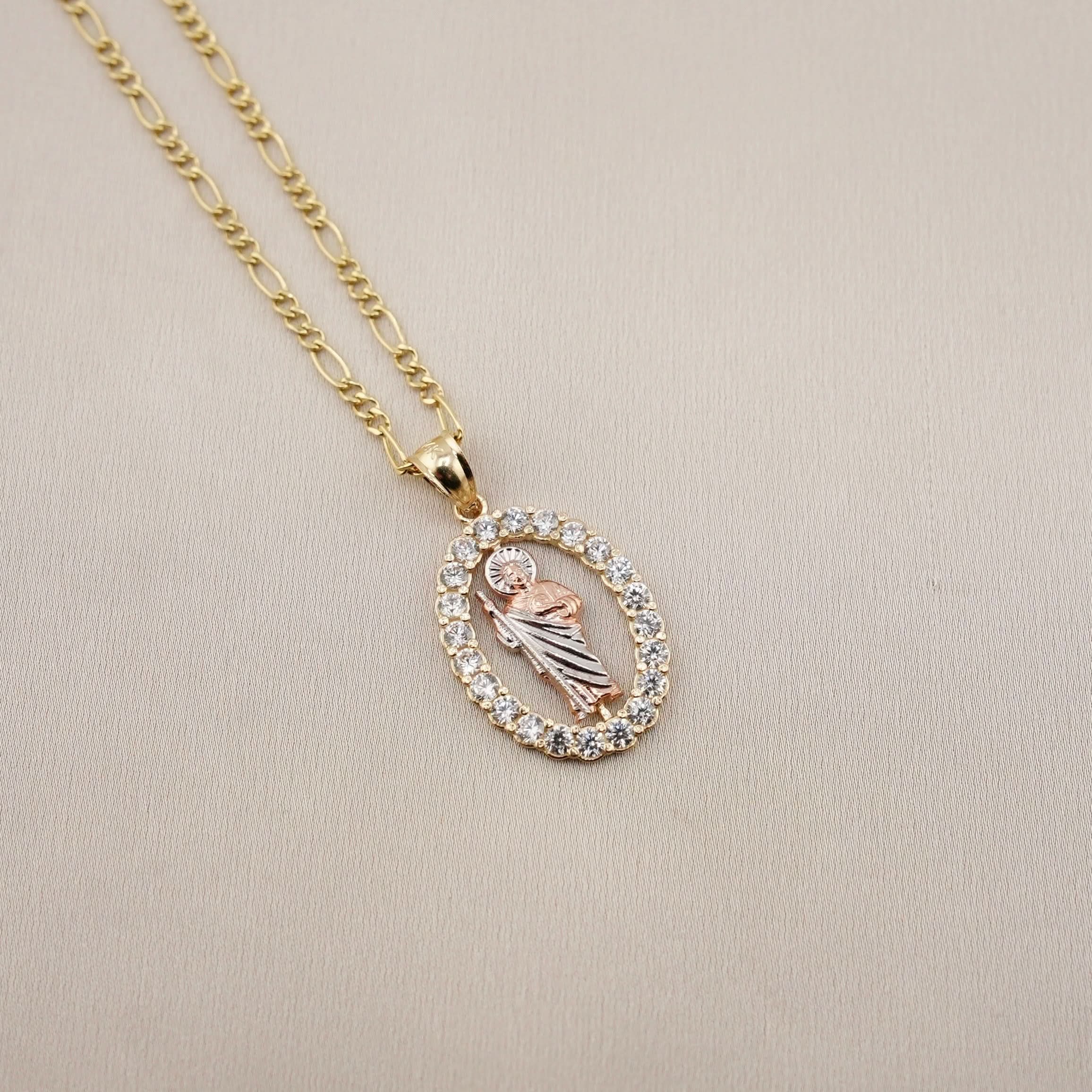 14k Gold San Judas Chain Set