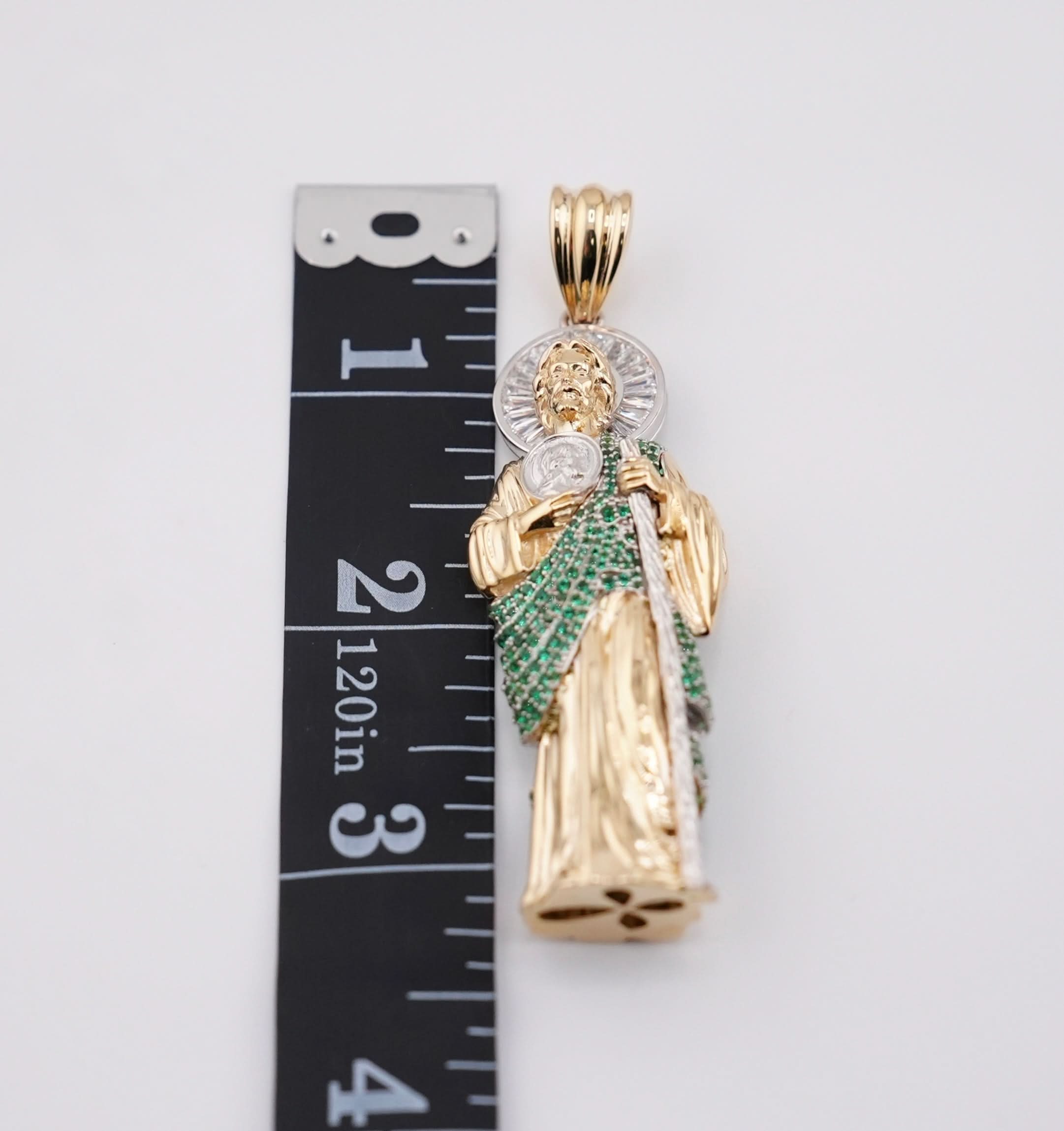 14k Gold Large 3D San Judas Chain Set