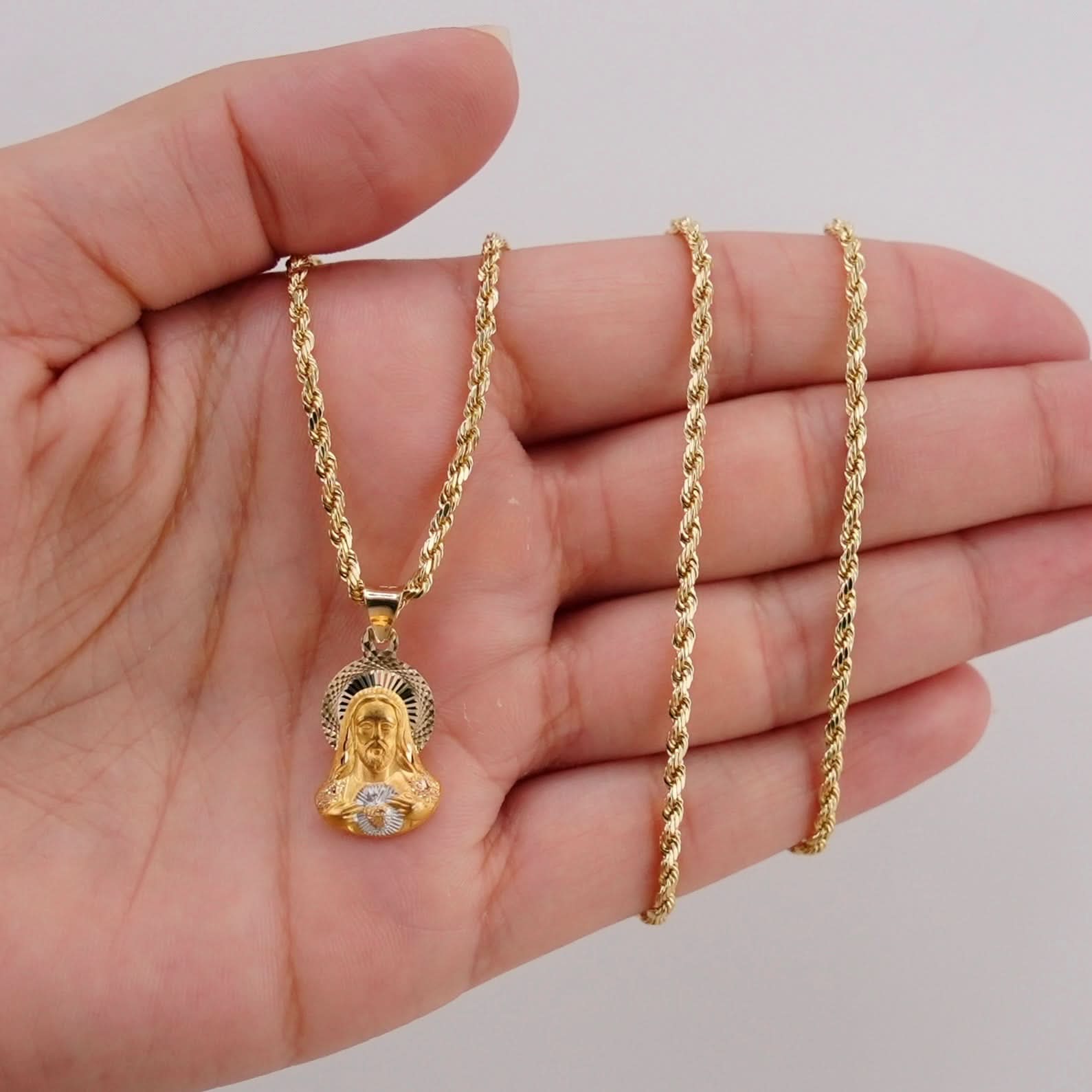 14k Gold Mini Jesus Chain Set