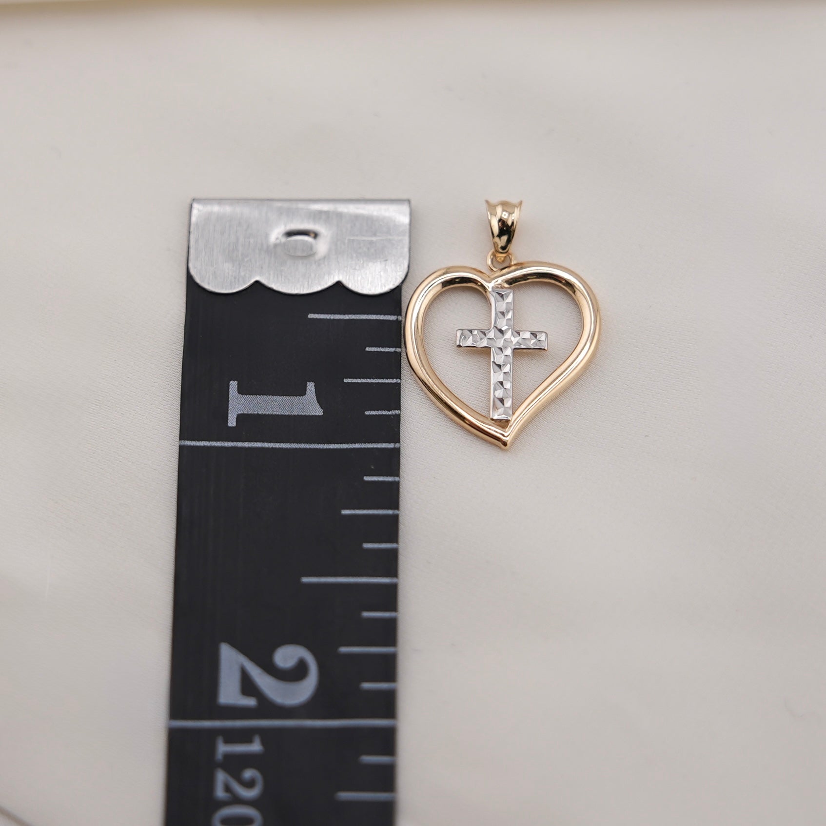 14k Gold Heart Cross Chain Set