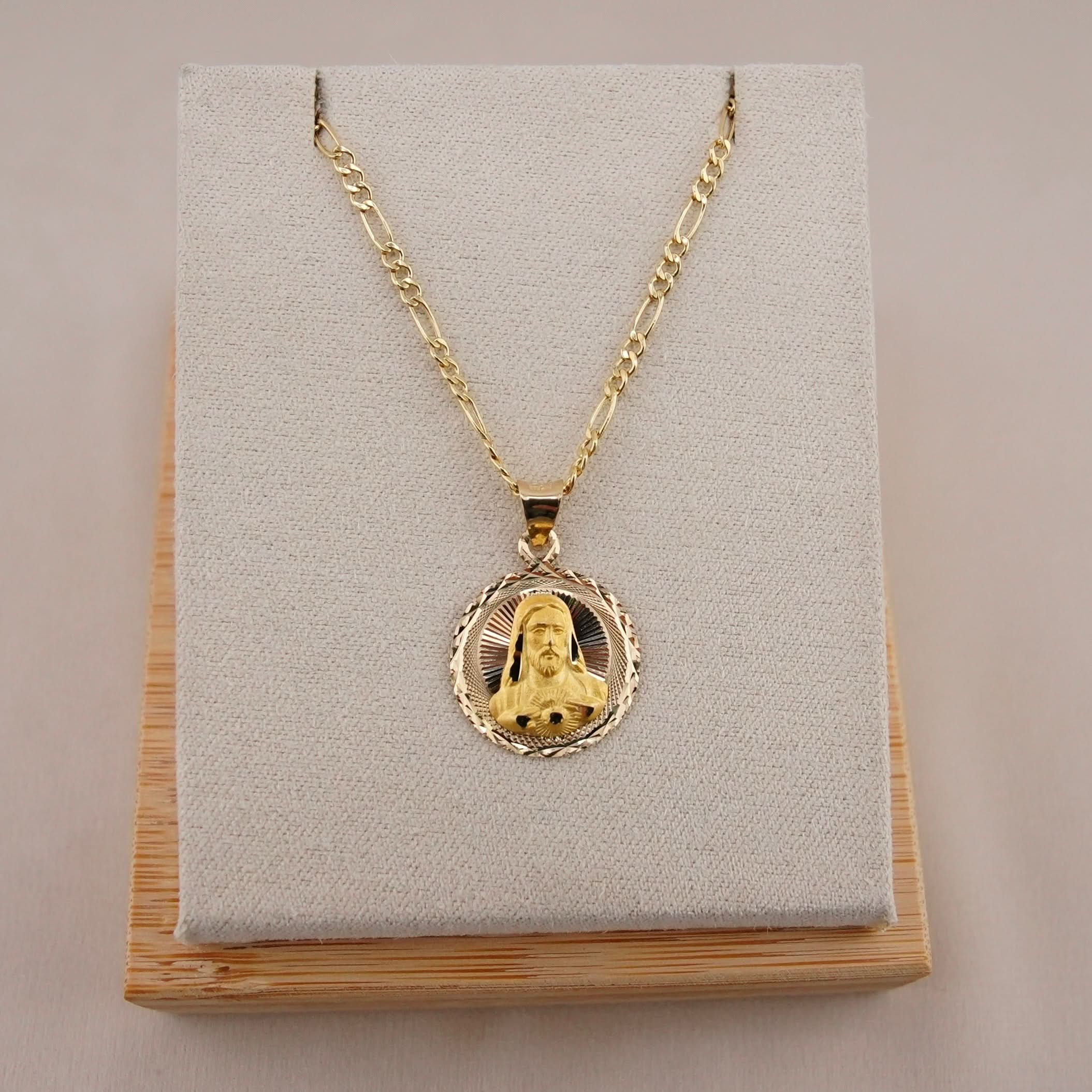 14k Gold Jesus Chain Set