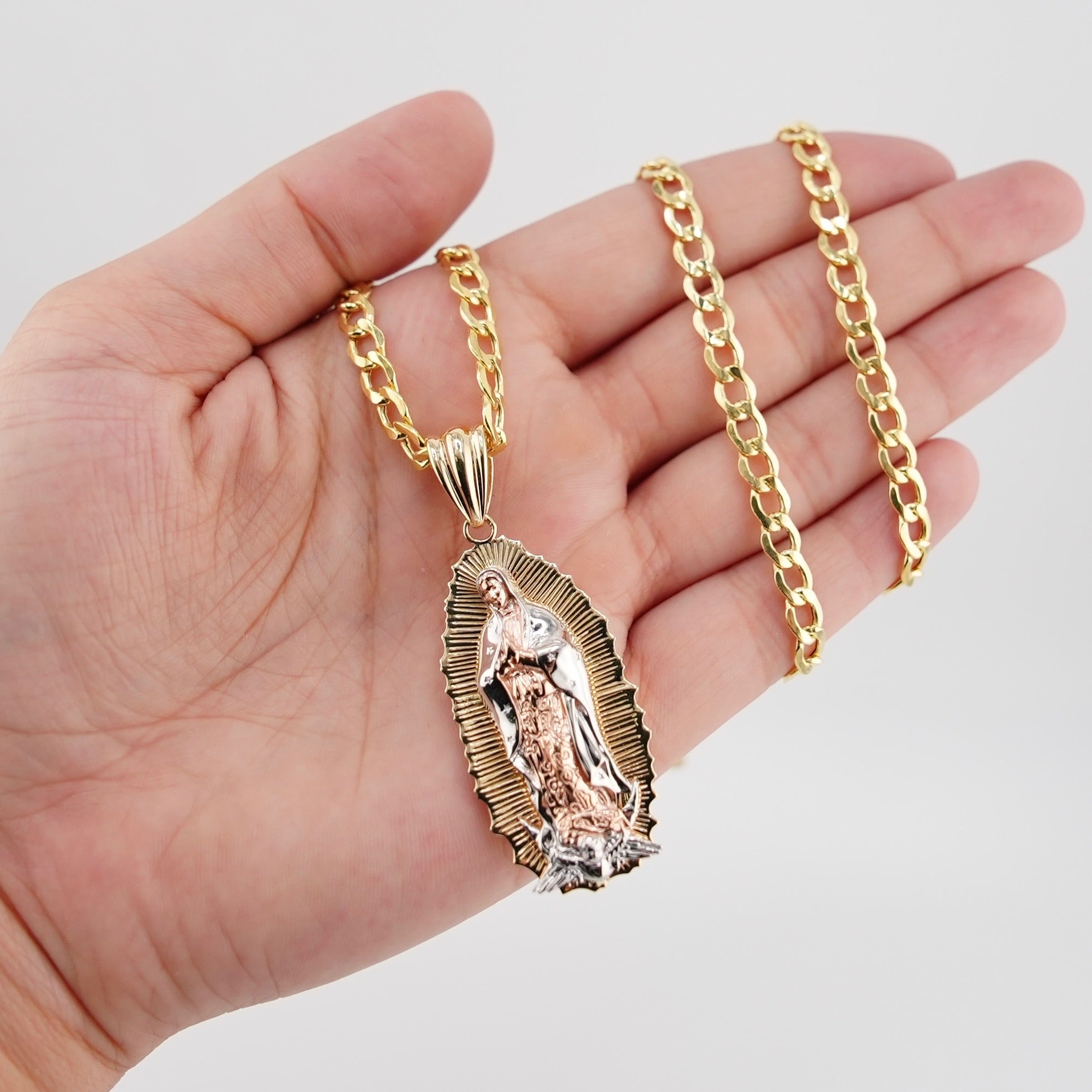 14k Gold Large Virgencita Chain Set
