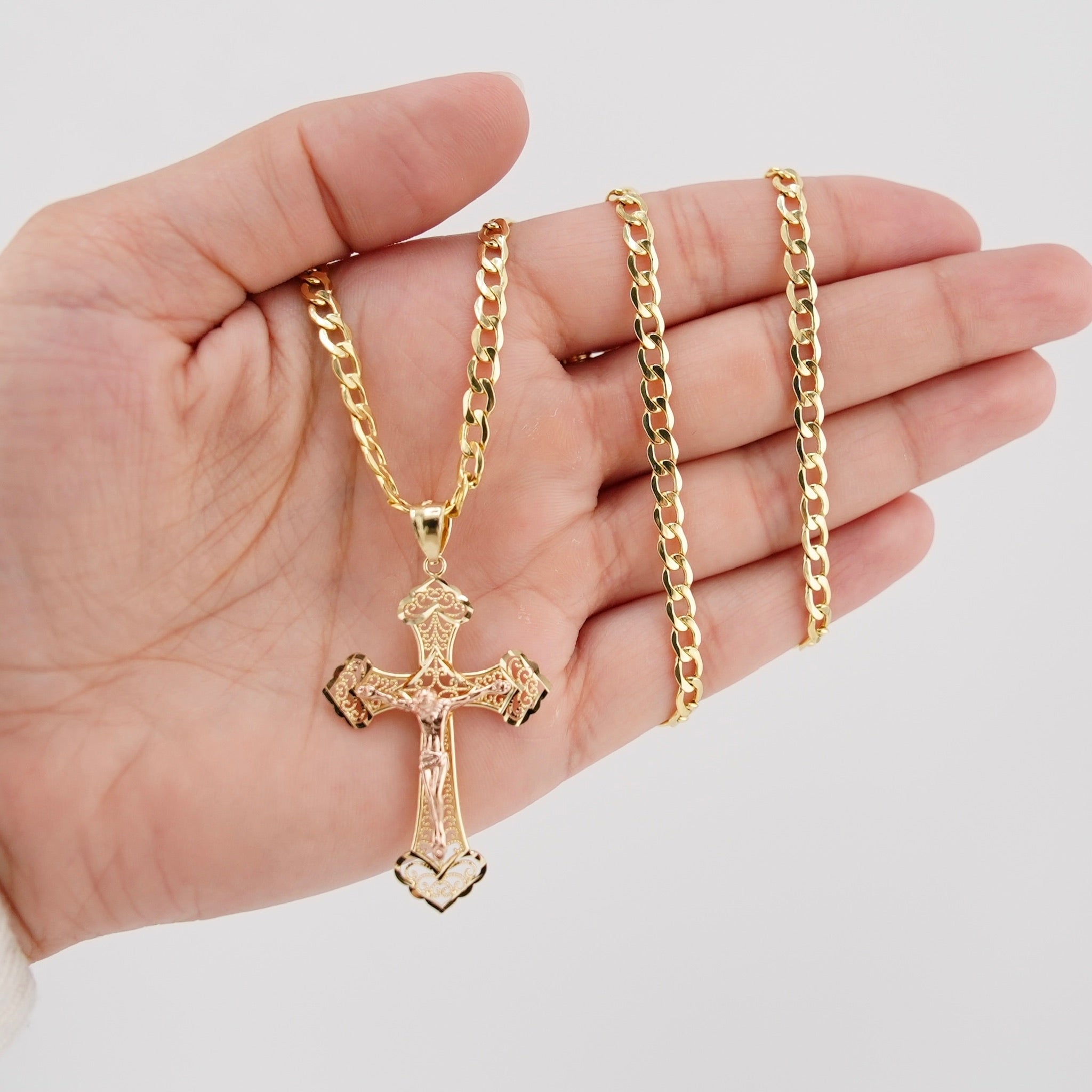14k Gold Cross Chain Set