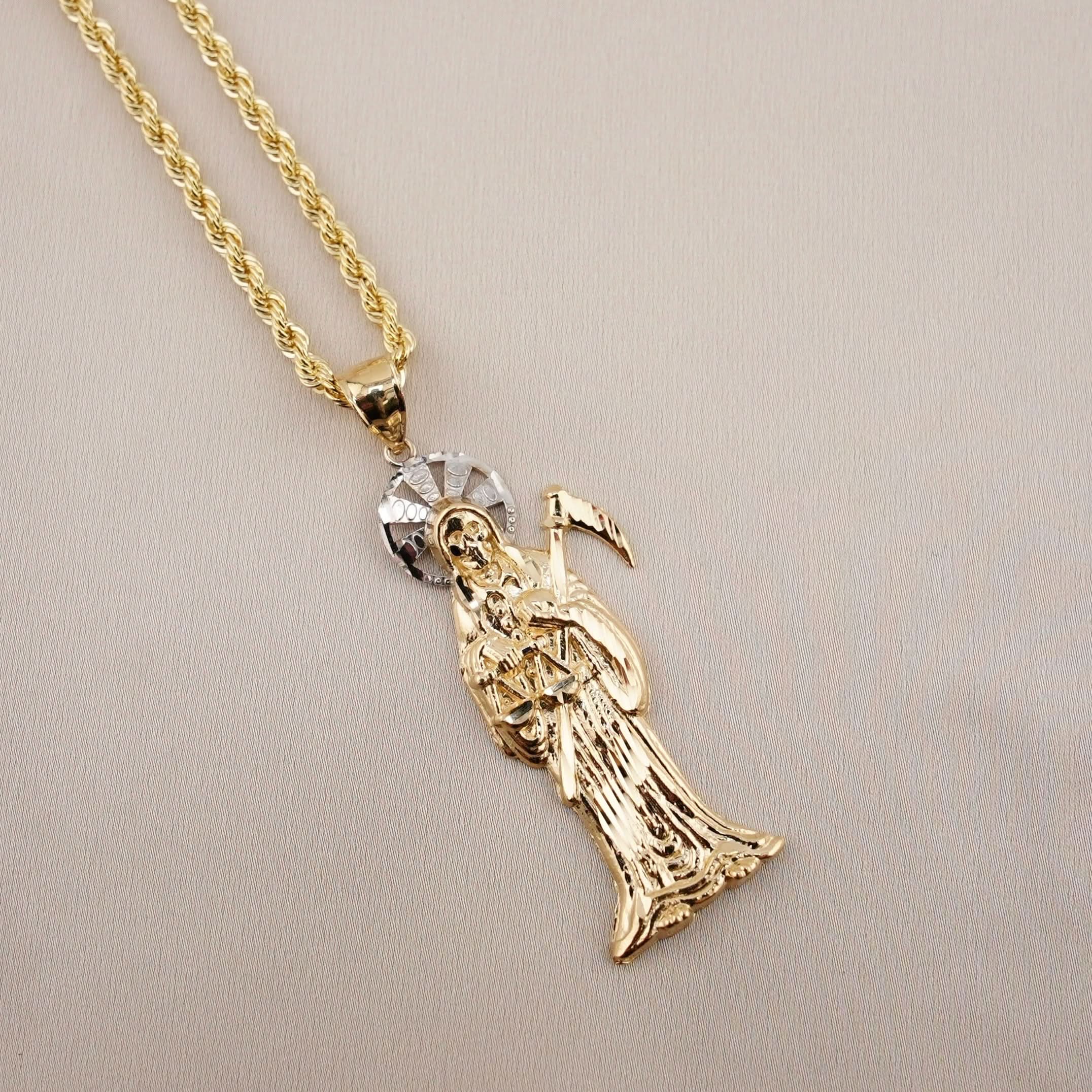 14k Gold Santa Muerte Chain Set