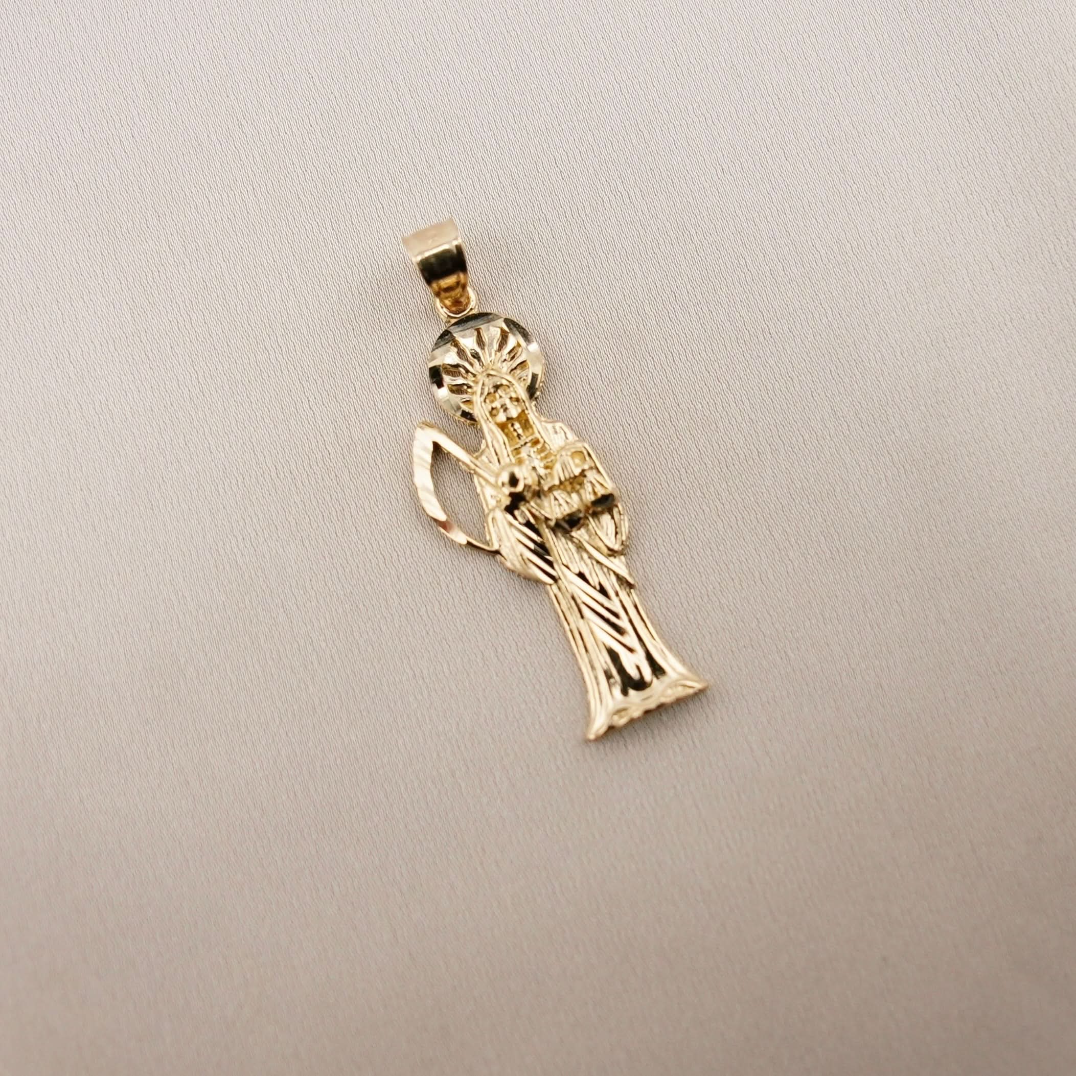 14k Gold Small Santa Muerte Pendant