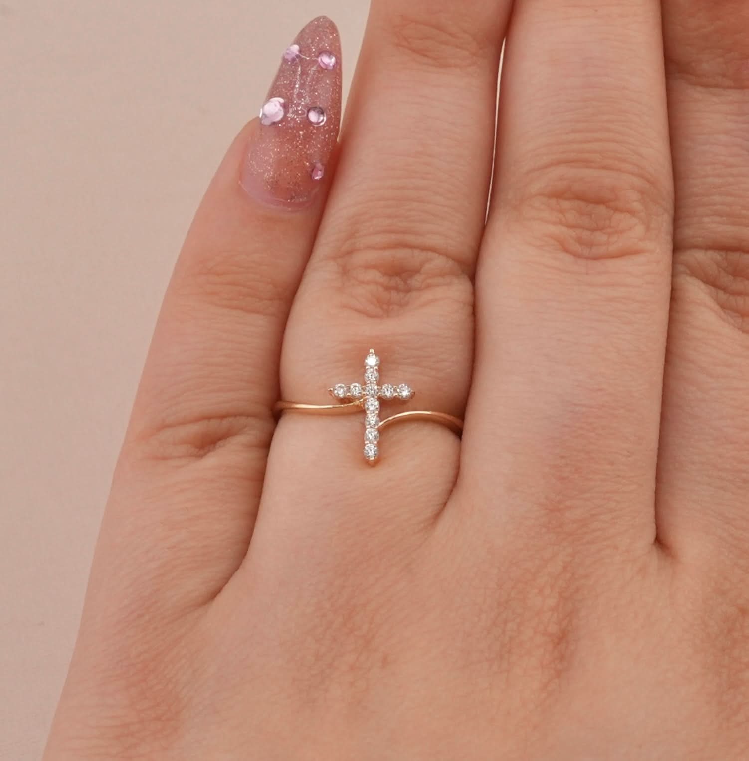 14K Gold Small Cross Women’s Ring