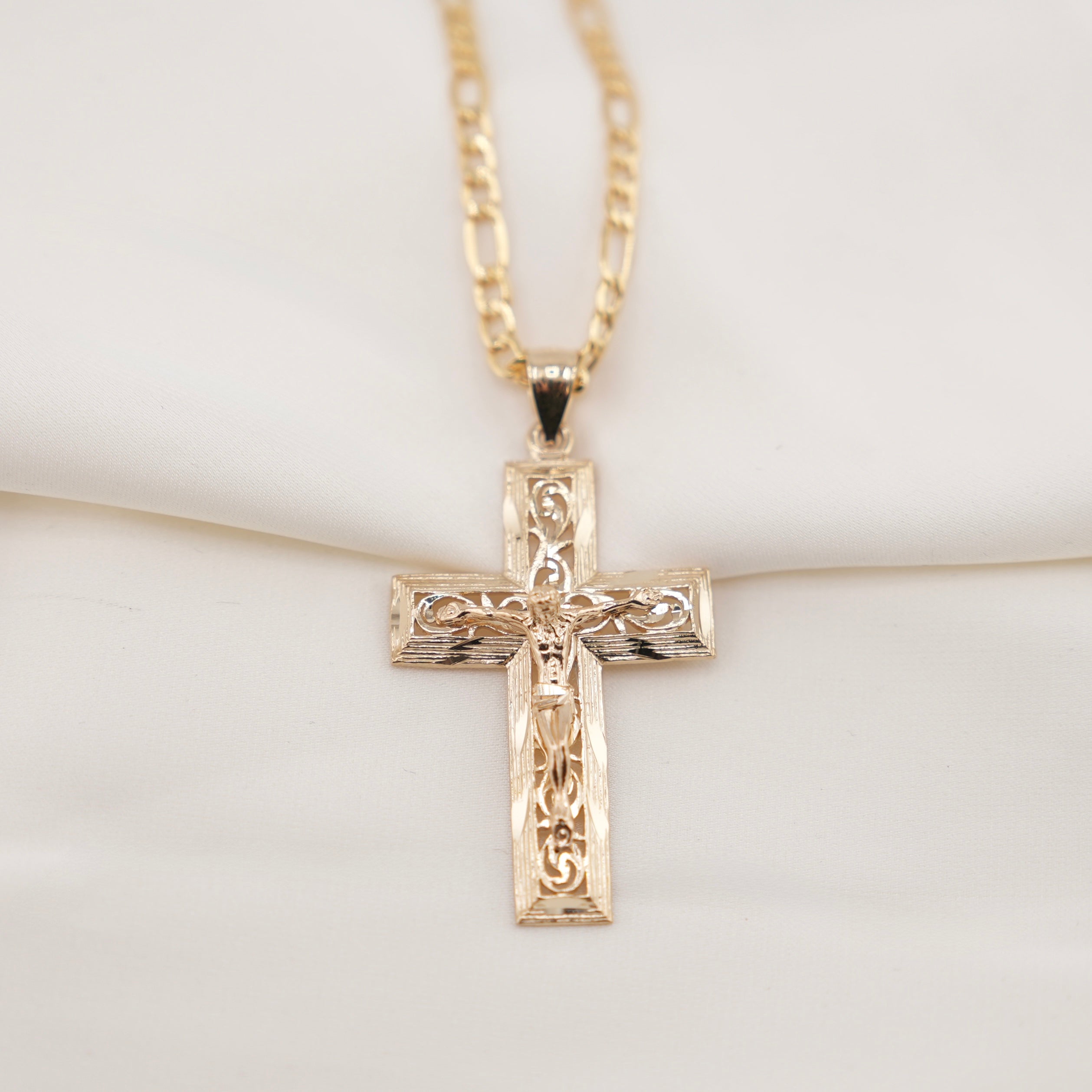 14k Gold Cross Chain Set