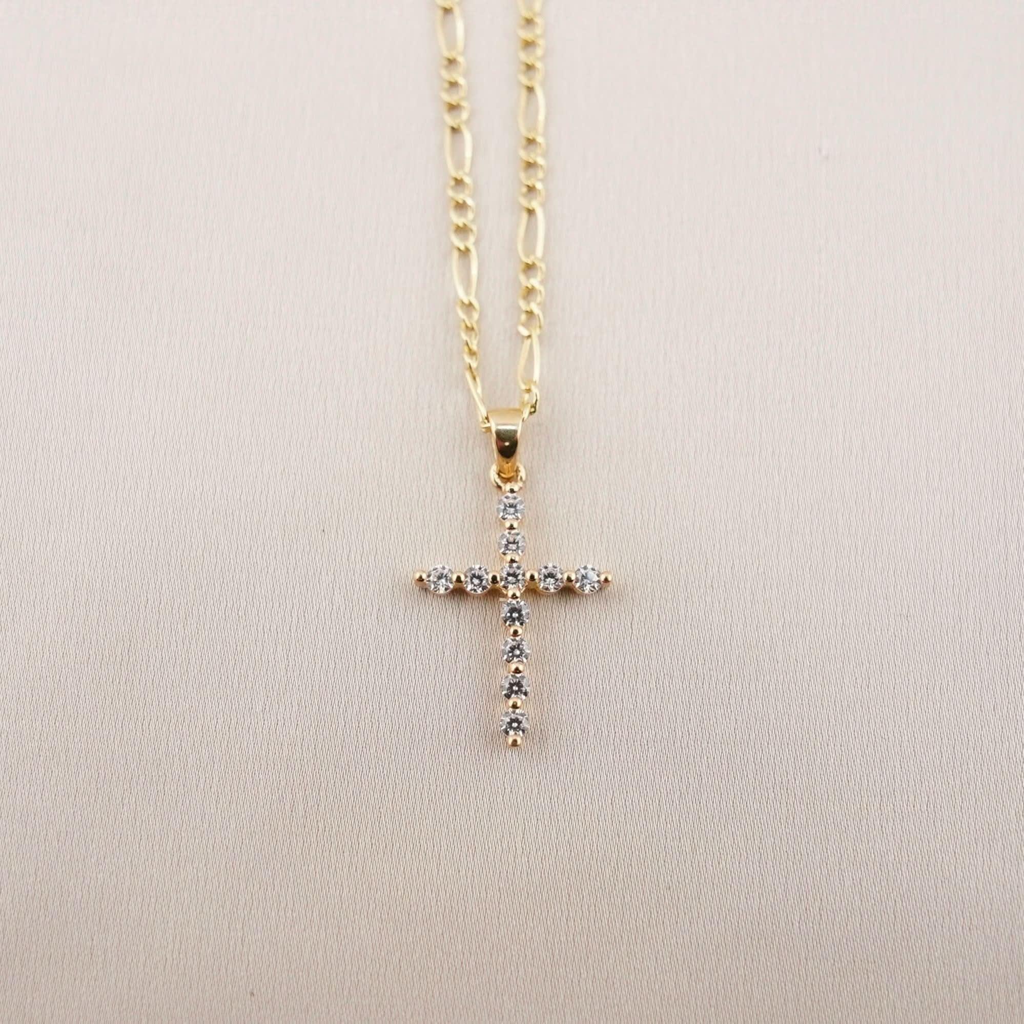 14k Gold Cross Chain Set . 011