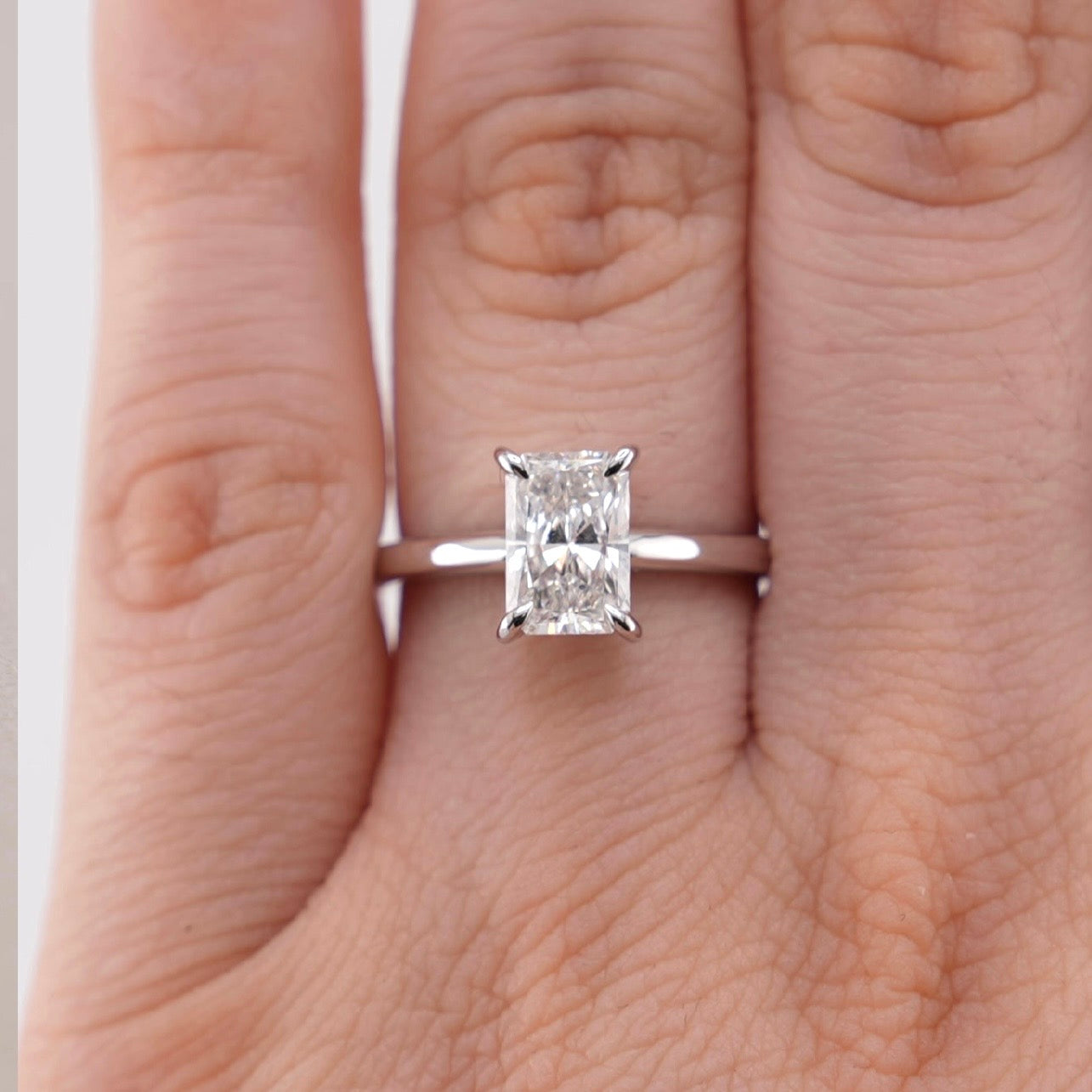 14k White Gold Radiant Lab Diamond Ring 1.61ct
