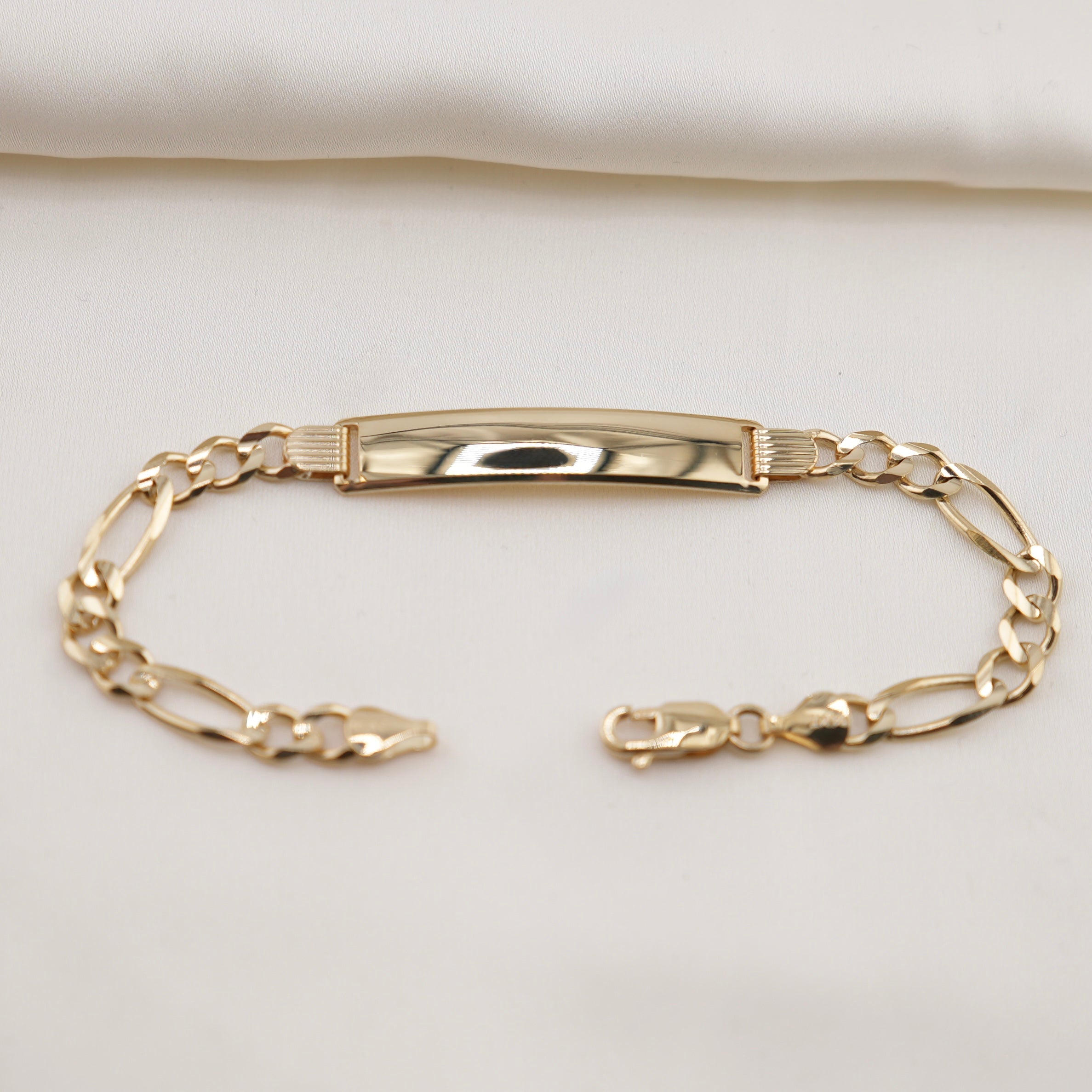 14k Gold Solid 6mm Figaro ID Bracelet