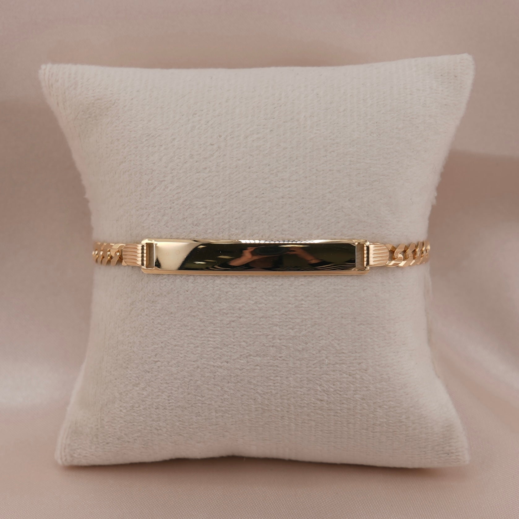 14k Gold Women’s Solid Curb ID Bracelet 4.5mm