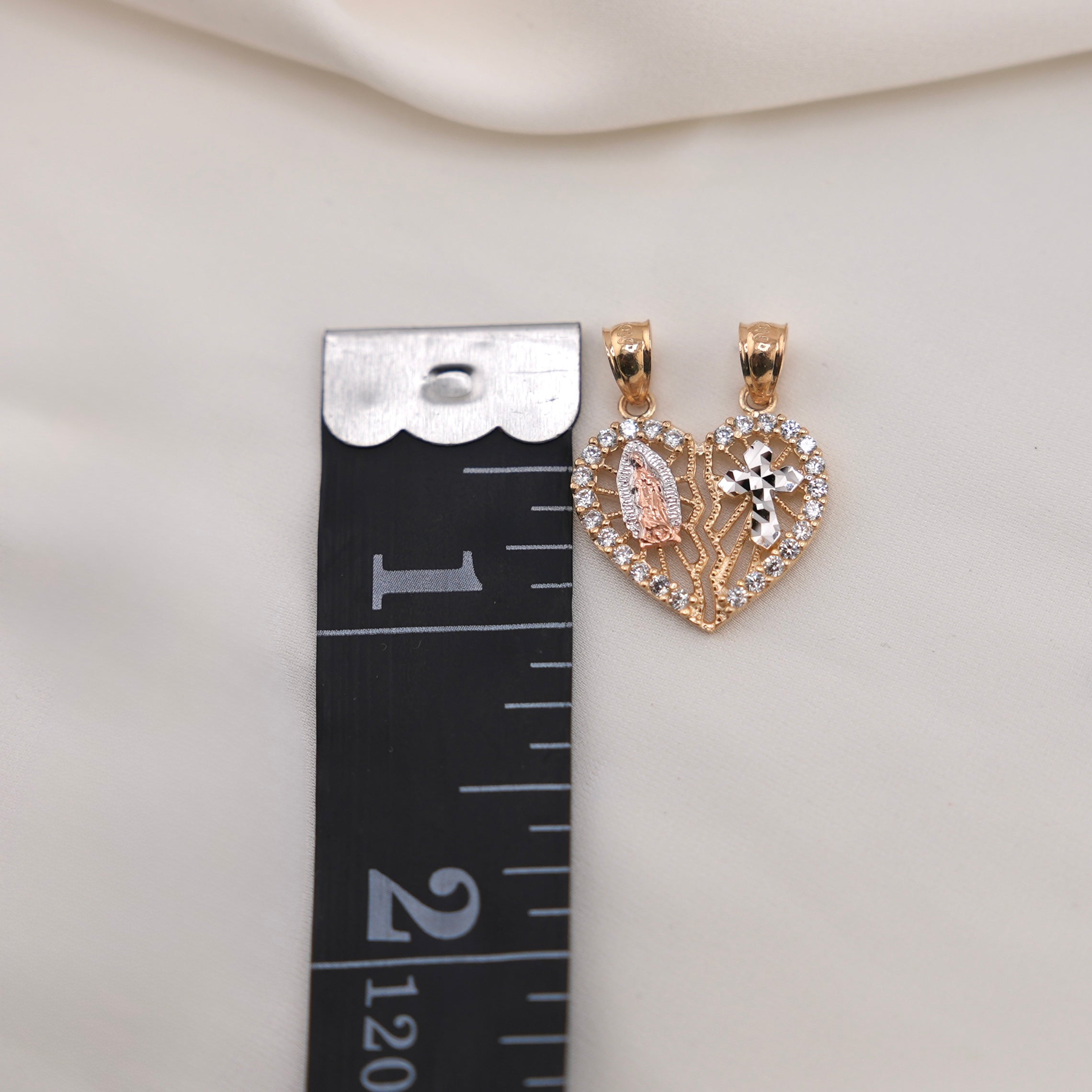 14k Gold Virgencita Heart Chain Set