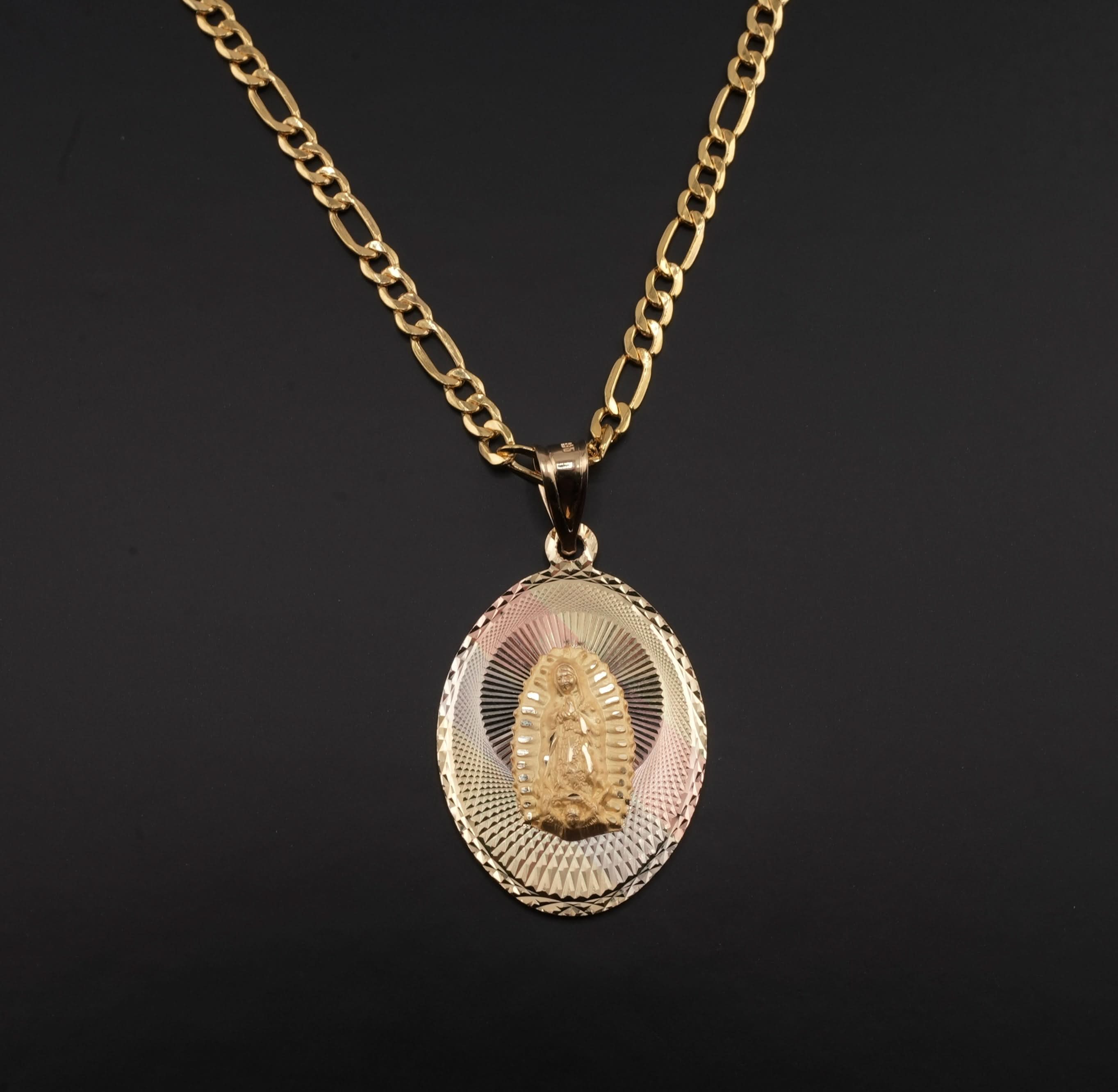 14k Gold Double Sided Virgencita & San Judas Chain Set
