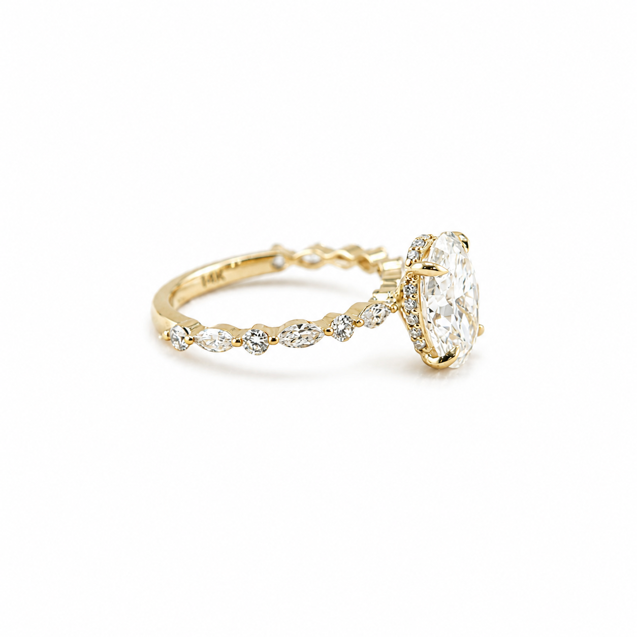 14k Gold Oval Lab Diamond Ring 3.09ct