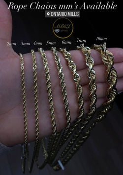 14k Gold Solid Rope Chain 6mm