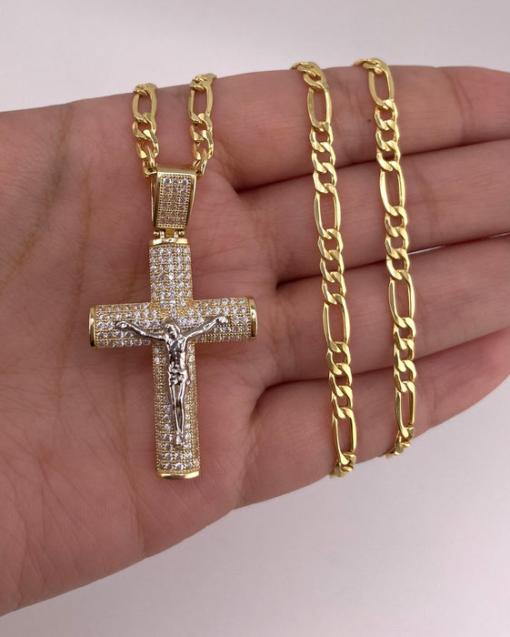 14k Gold Cross Chain Set CBP#22