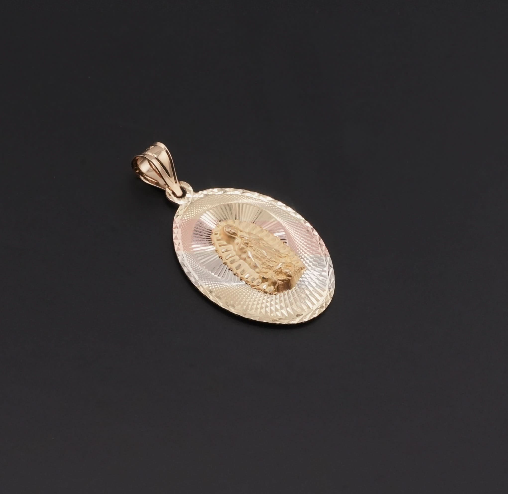 14k Gold Double-Sided Virgencita & San Judas Pendant