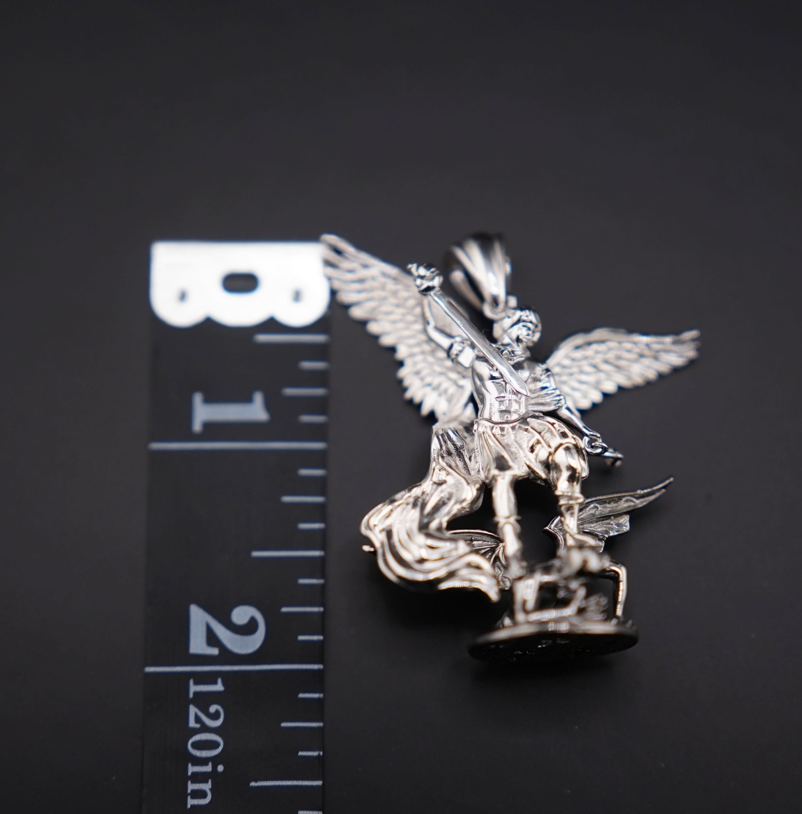 Silver 925 Large Saint Michael Archangel Pendant or Chain Set