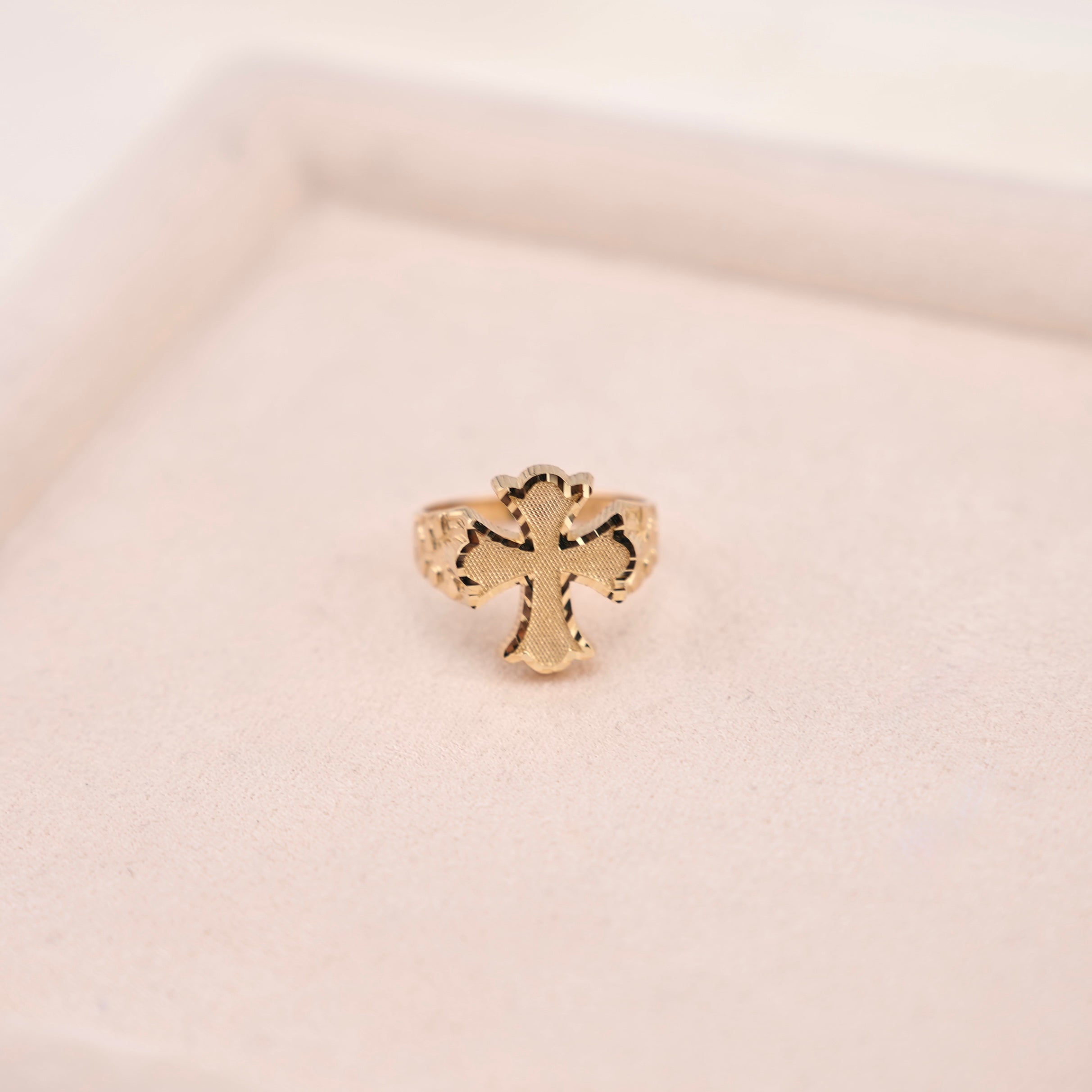 14k Gold Medium Cross Nugget Ring
