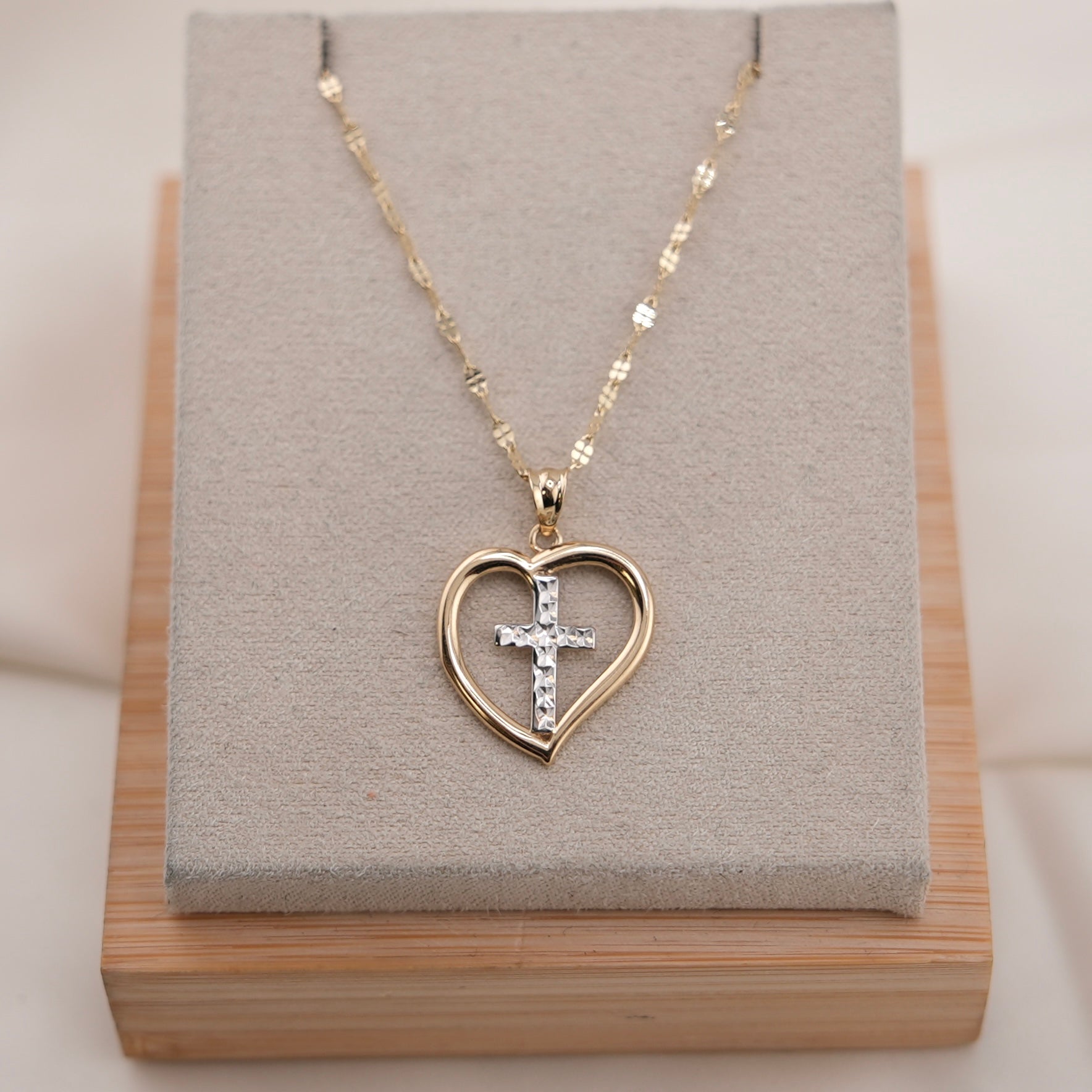 Cross Chain Rupa 14k Gold Heart Cross Chain Set