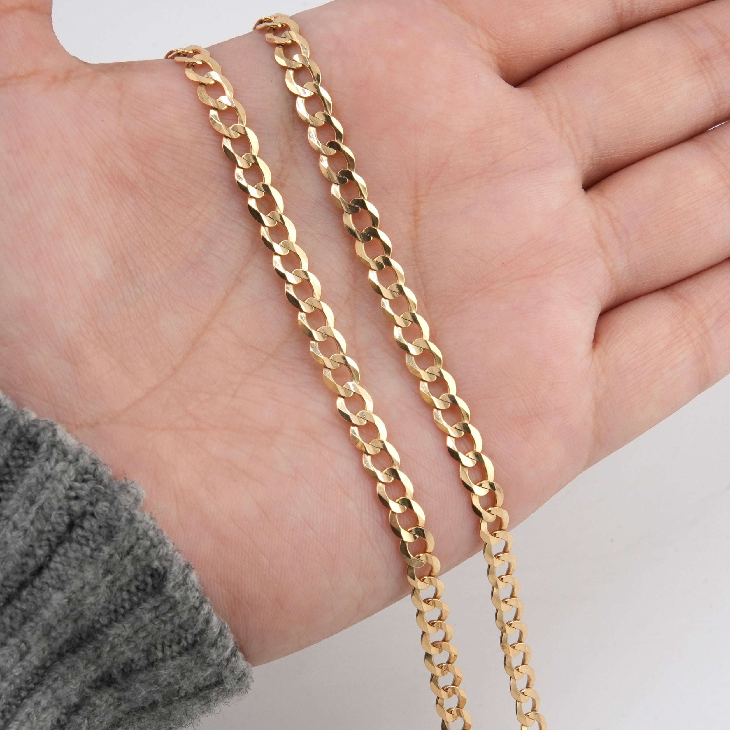 14k Gold Solid Curb Chain 4.5mm