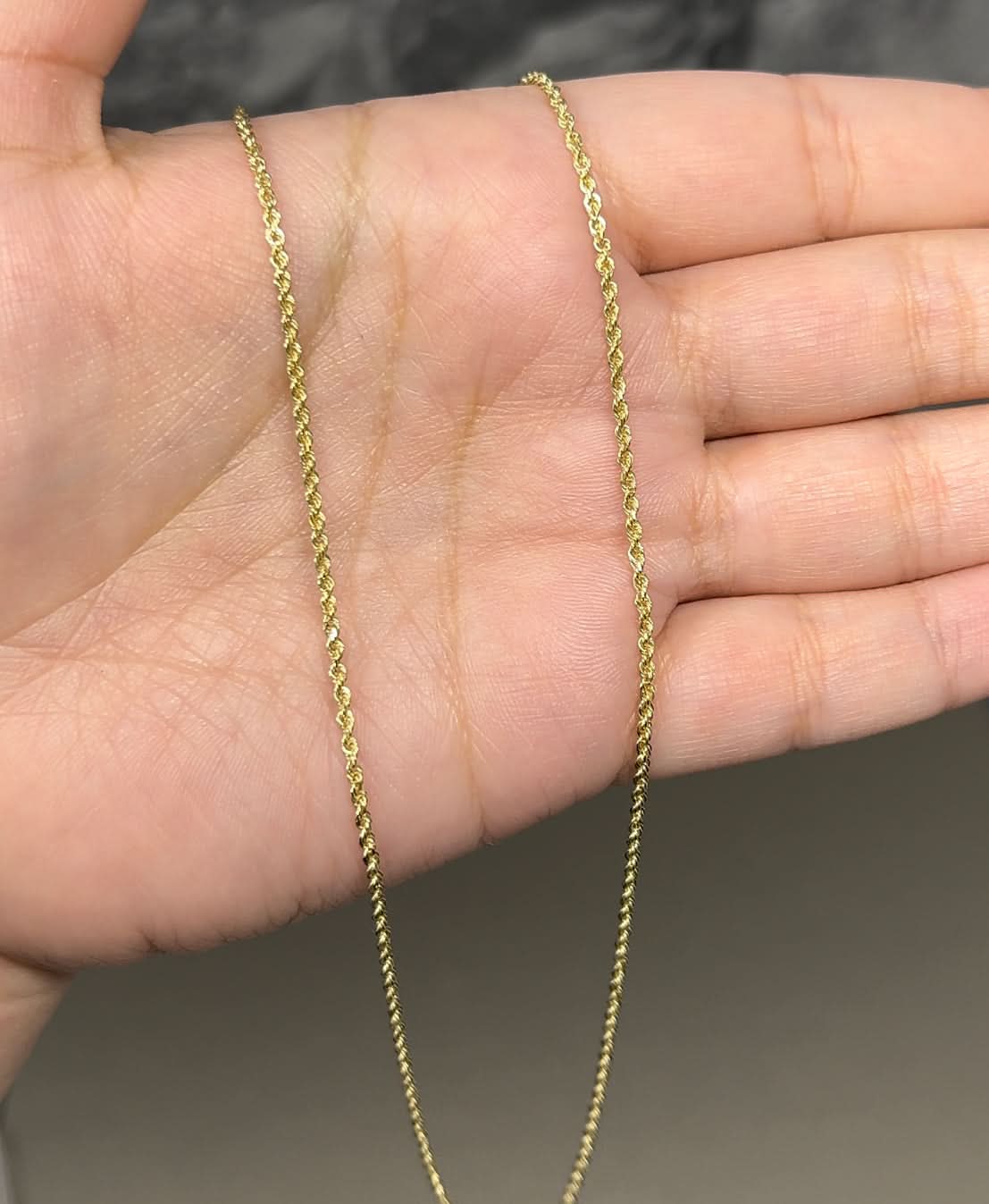 2mm Rope Chain Stack 14k Gold Solid Rope Chain 2mm