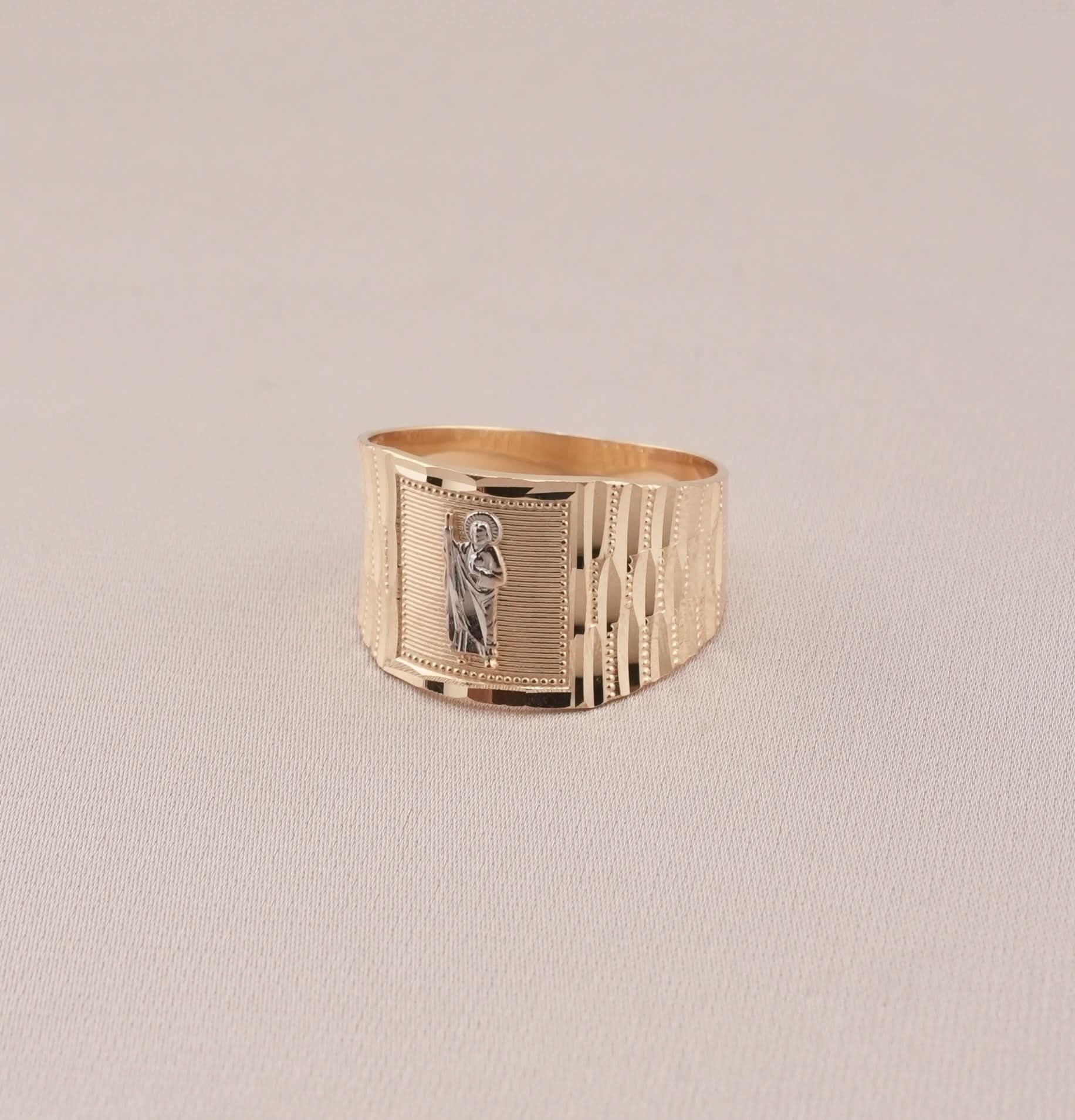 14K Gold San Judas Men's Ring