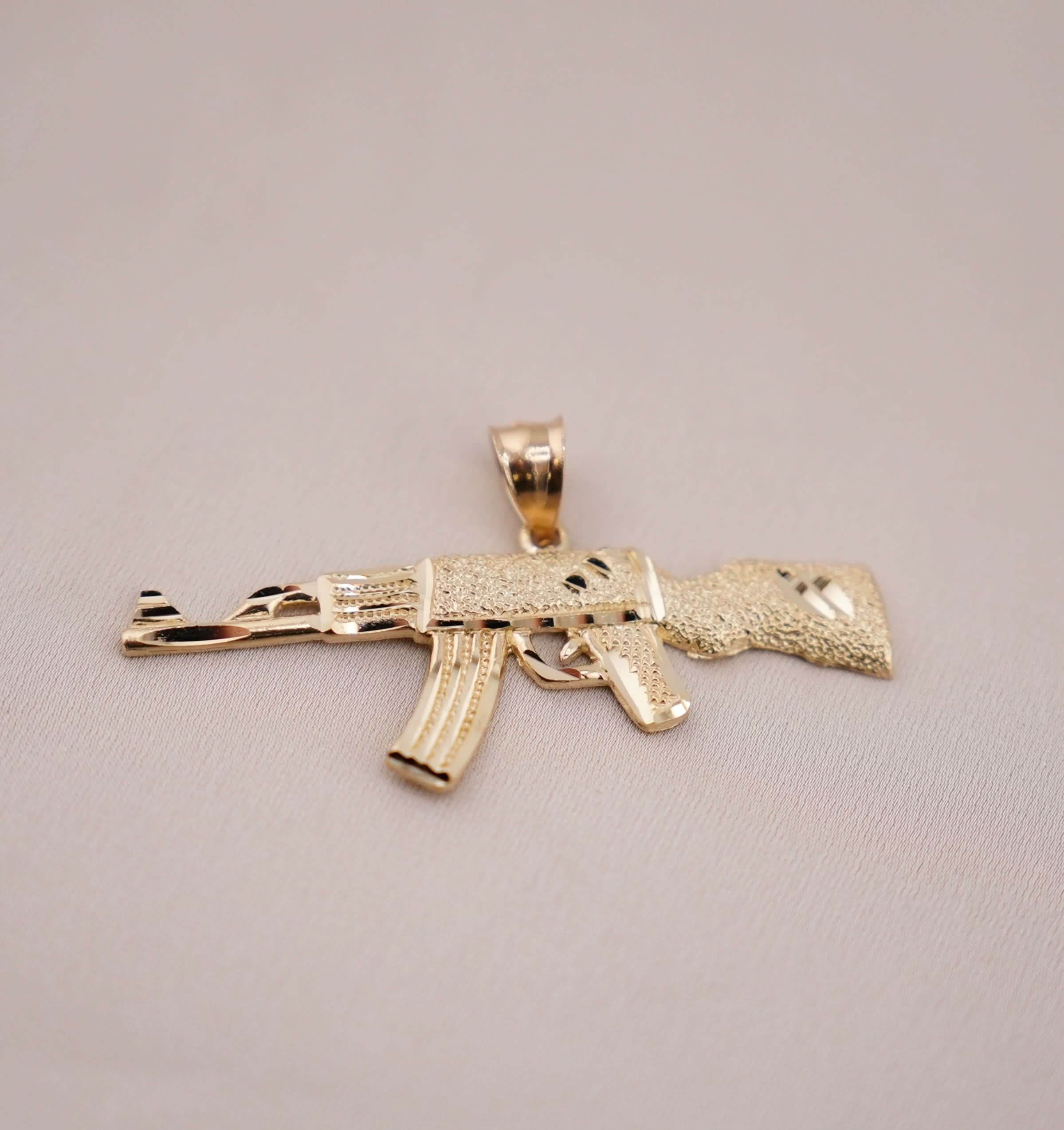14k Gold Gun Pendant